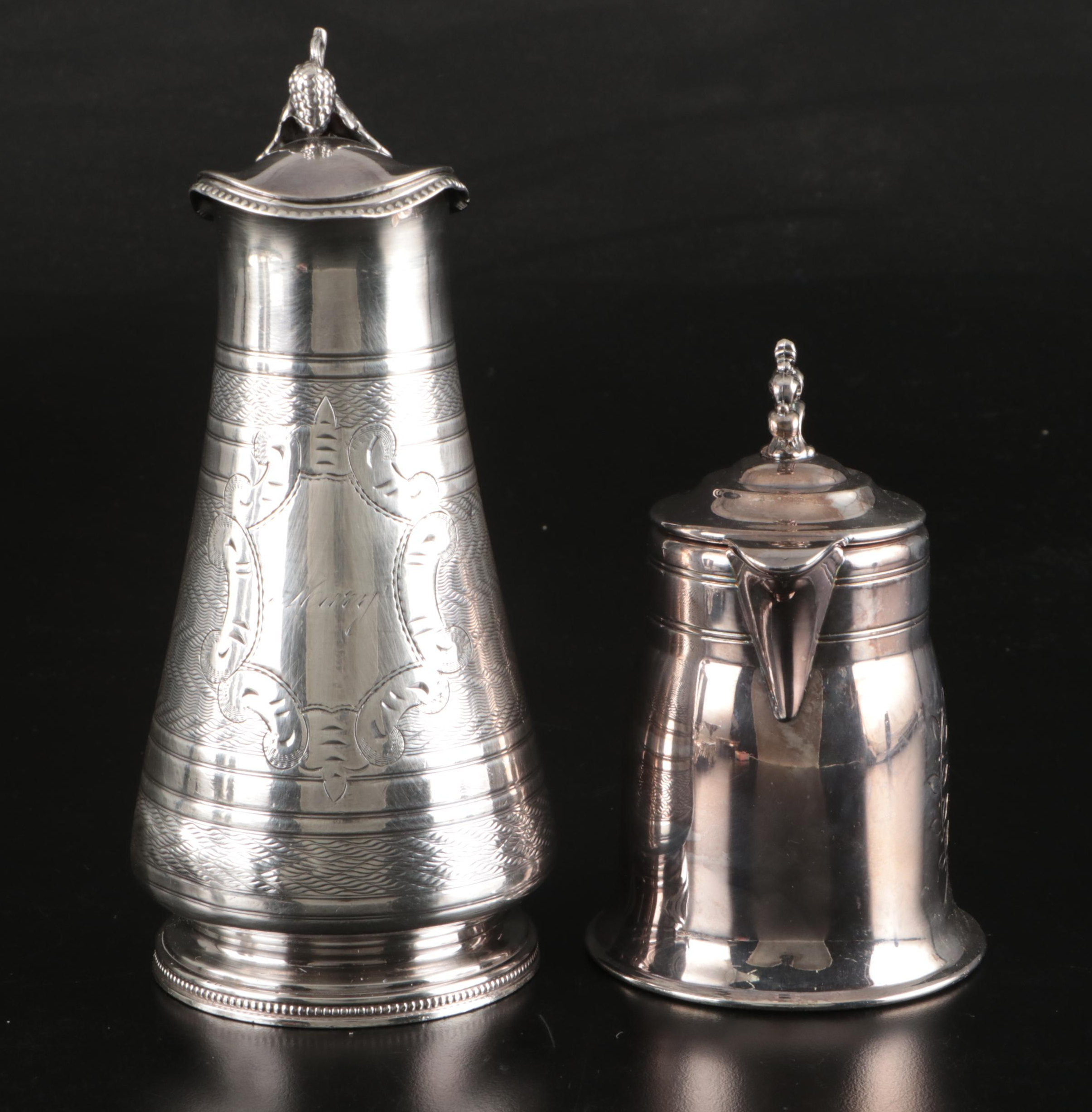 Victorian Styled Mirrored Plateaus with Other Silver Plate Tableware