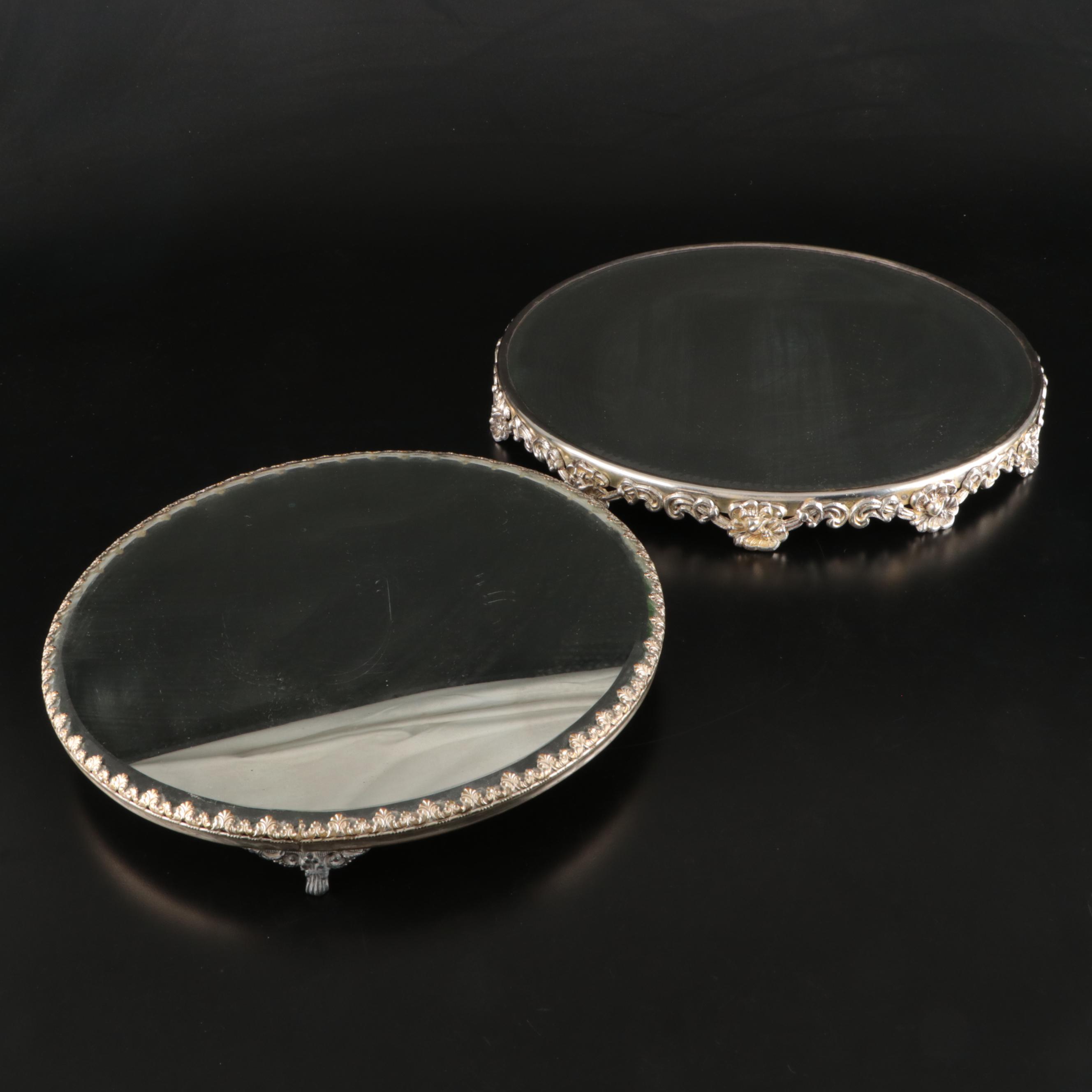 Victorian Styled Mirrored Plateaus with Other Silver Plate Tableware