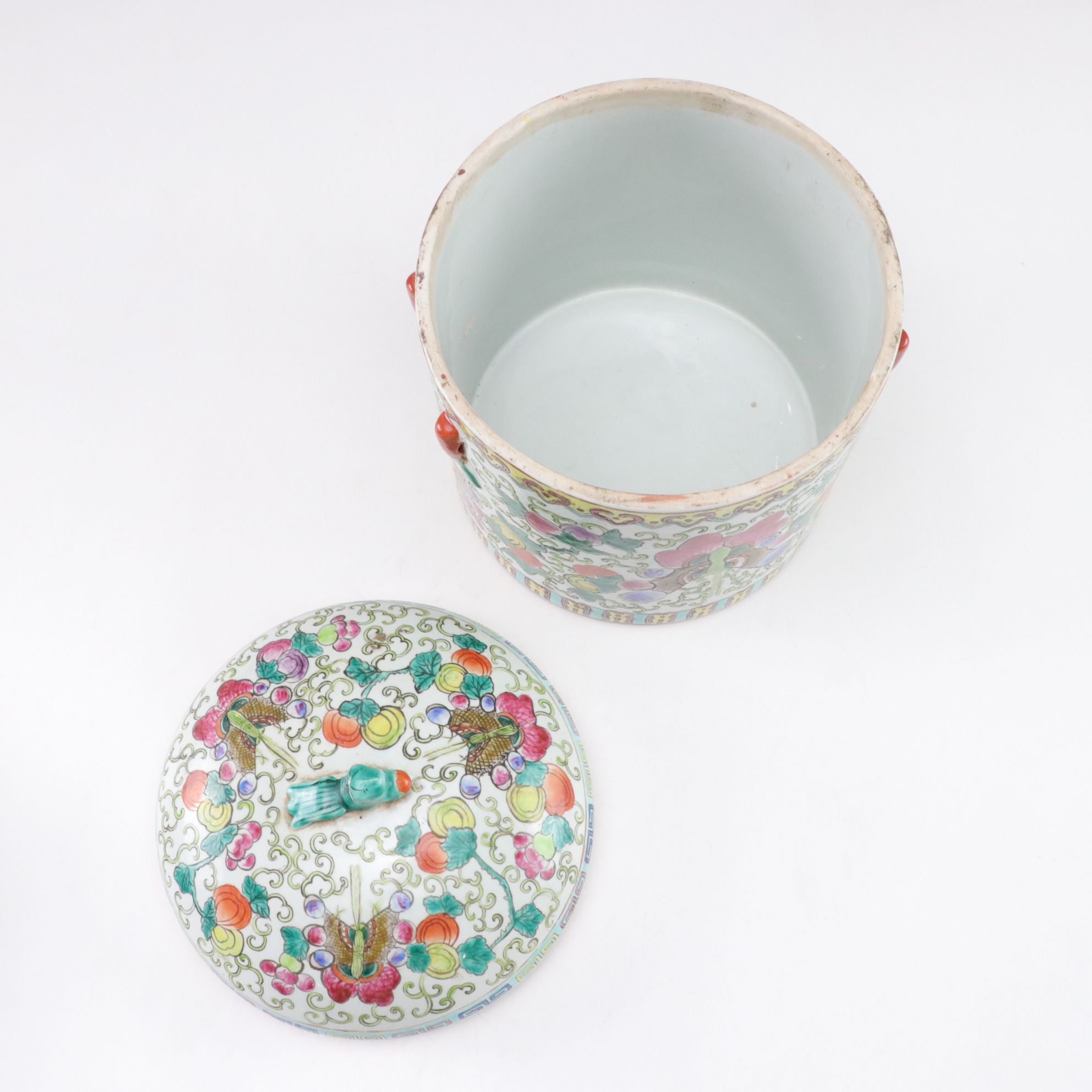 Hand-Painted Porcelain Famille Rose Jar with Stand