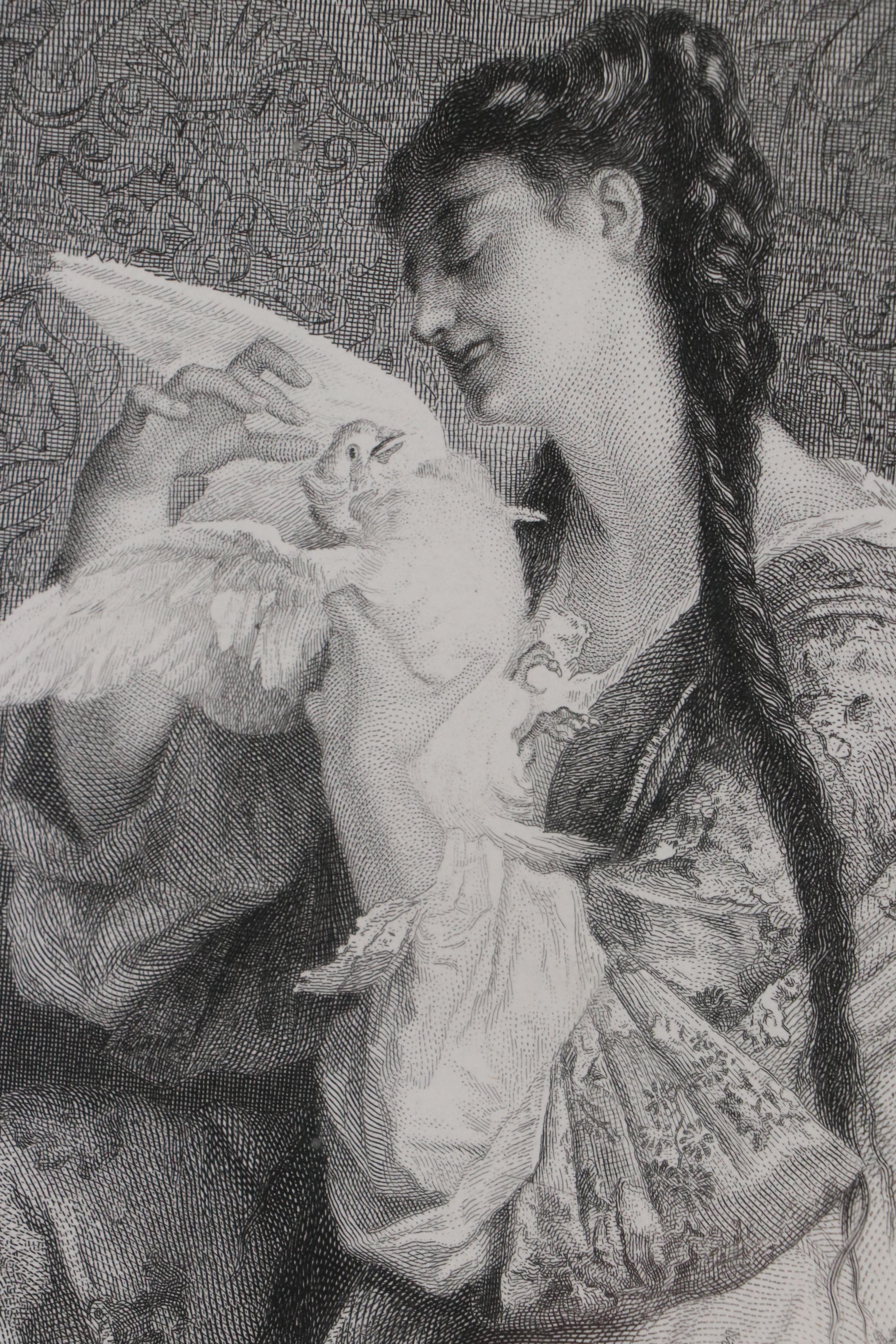 After Jean-Louis Hamon "Feeding the Chickens" and Other Engraving, Late 19th C.