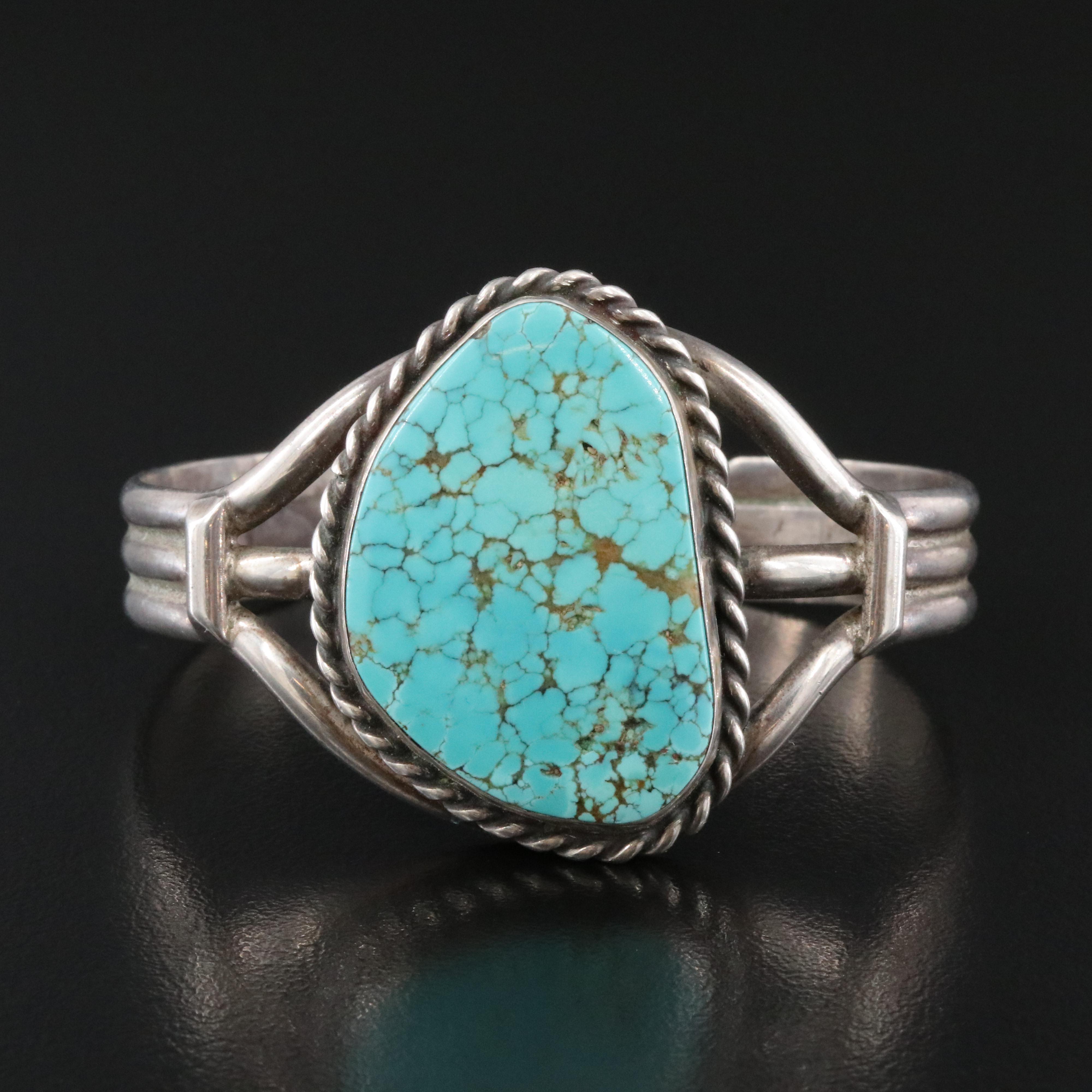 Southwestern Sterling and Turquoise Cuff