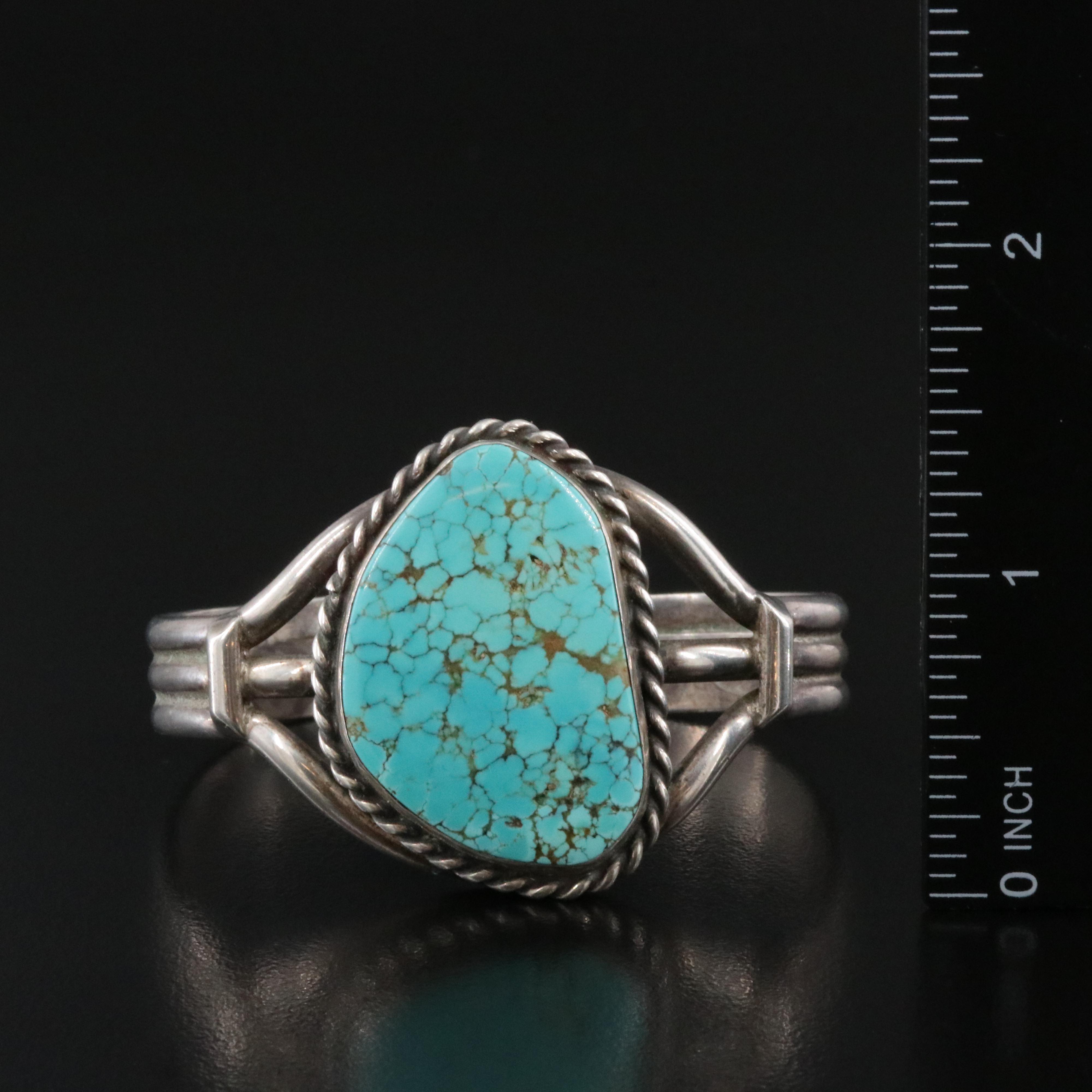 Southwestern Sterling and Turquoise Cuff