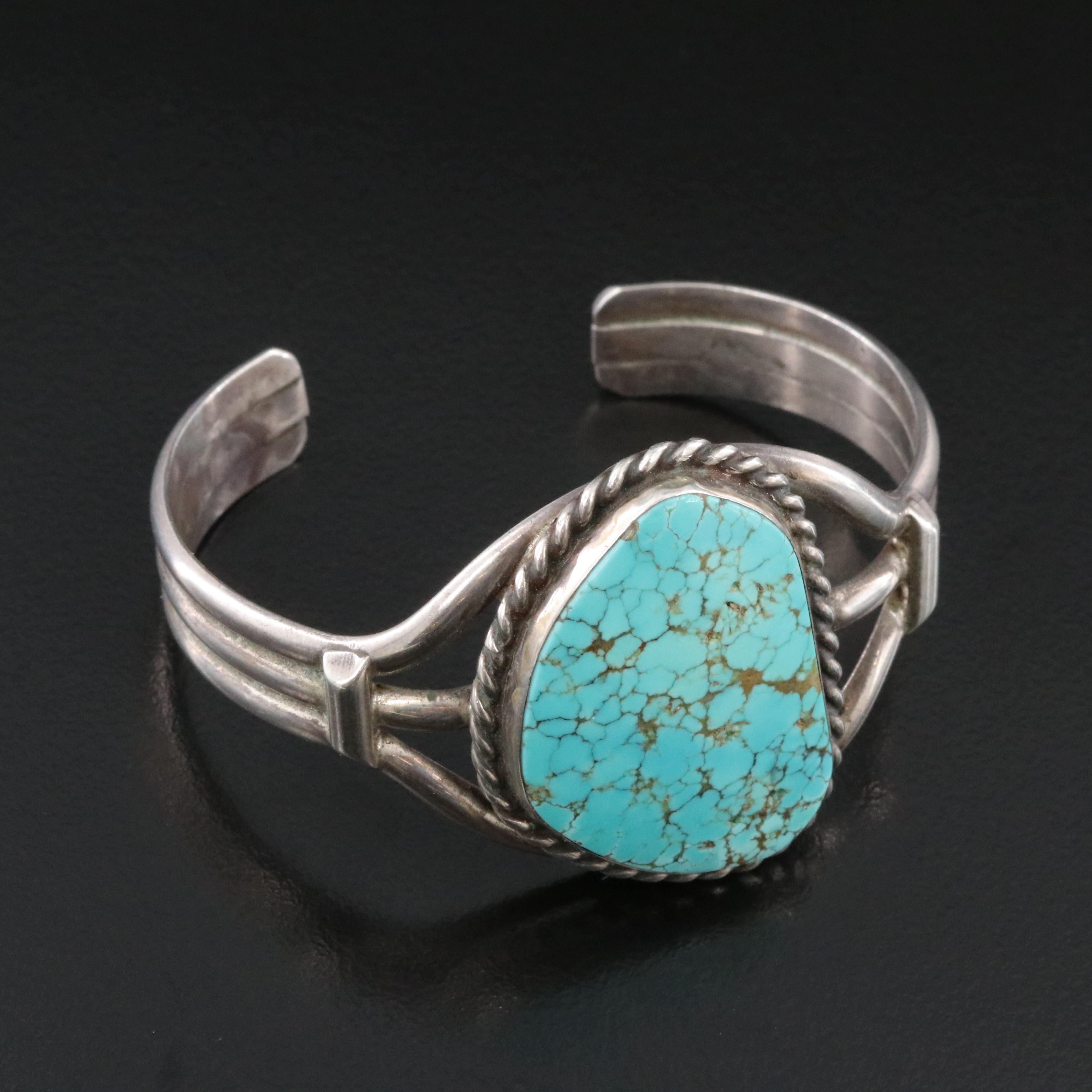 Southwestern Sterling and Turquoise Cuff