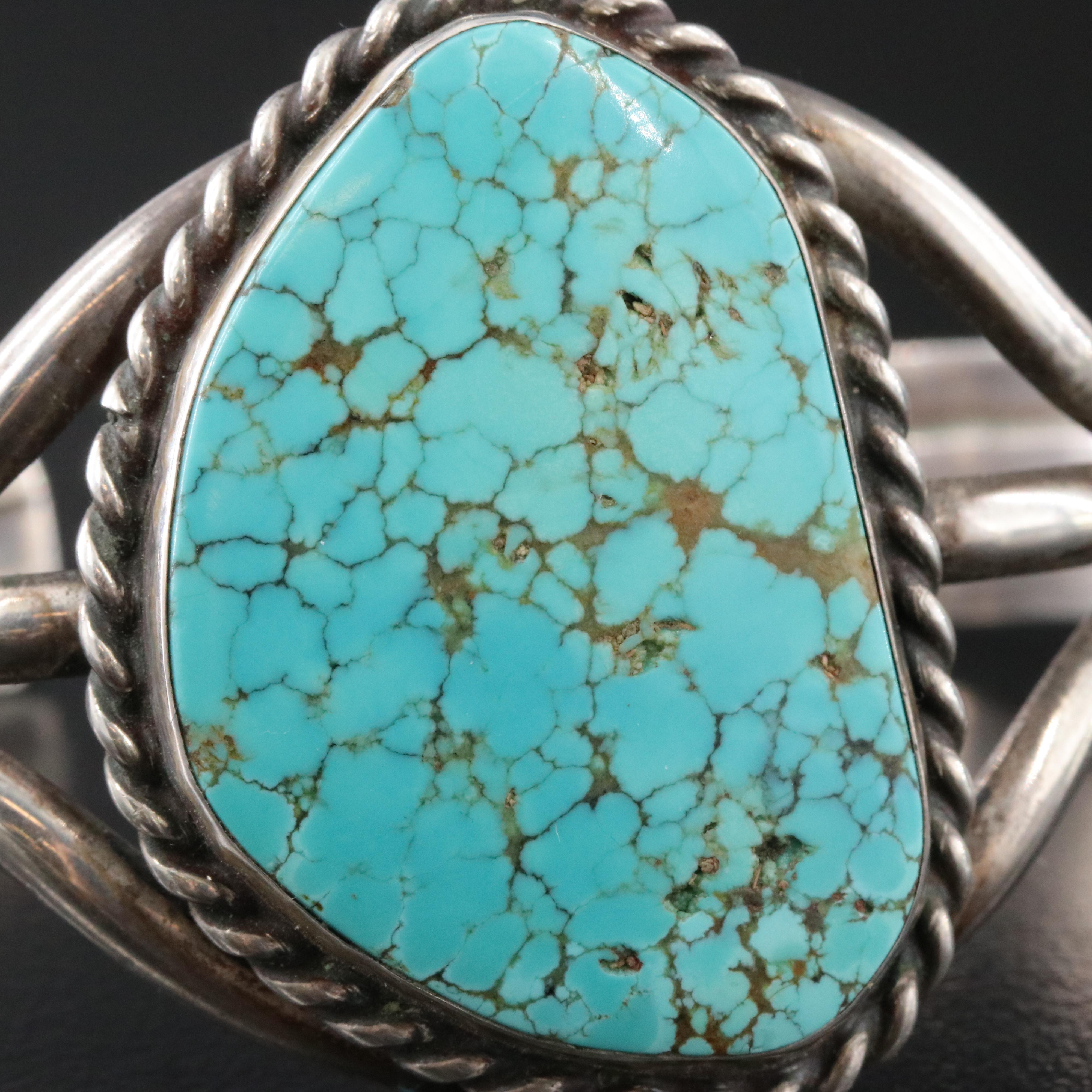Southwestern Sterling and Turquoise Cuff