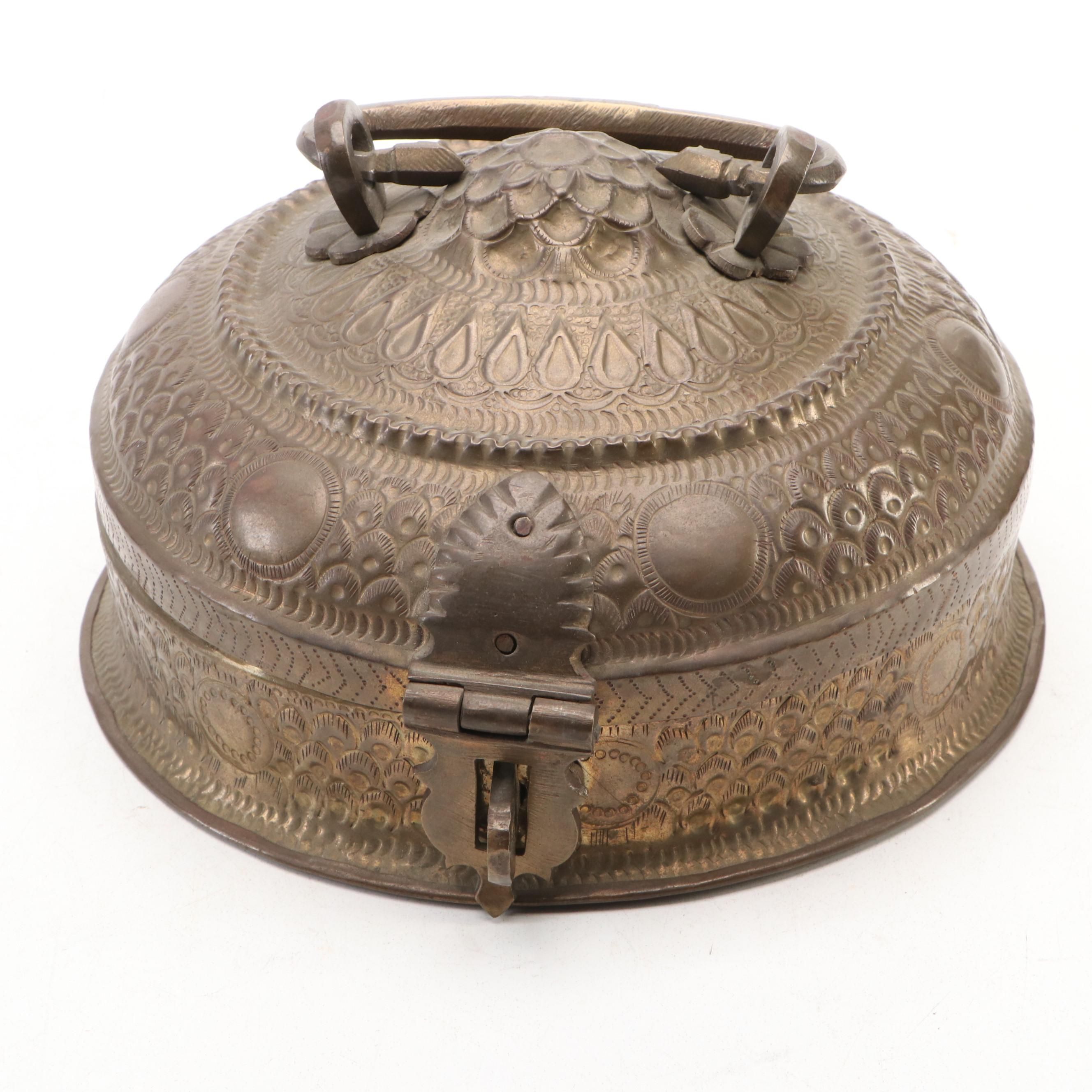 Indian Brass Chapati Bread Box, 20th Century