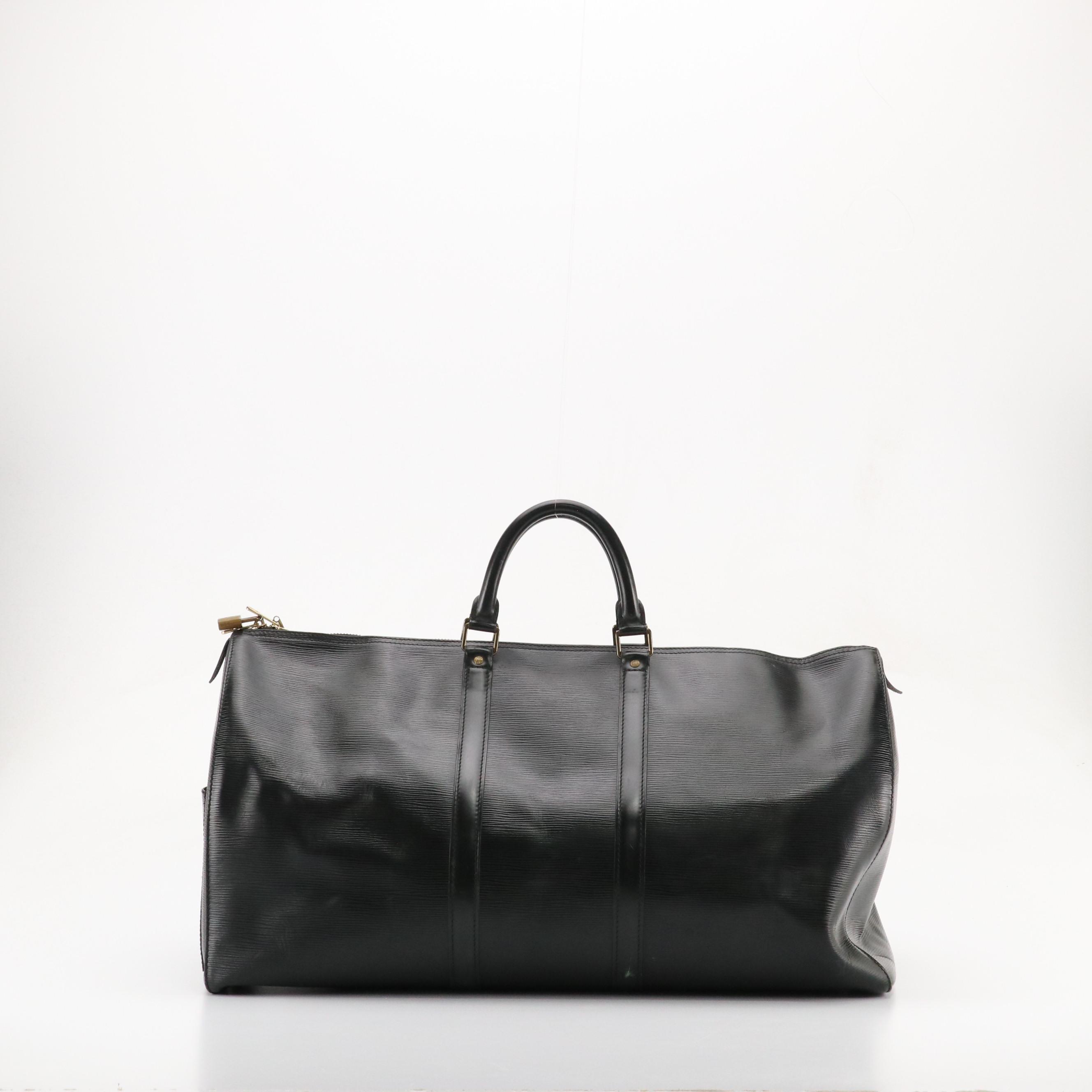 Louis Vuitton Keepall 55 in Black Epi and Smooth Leather