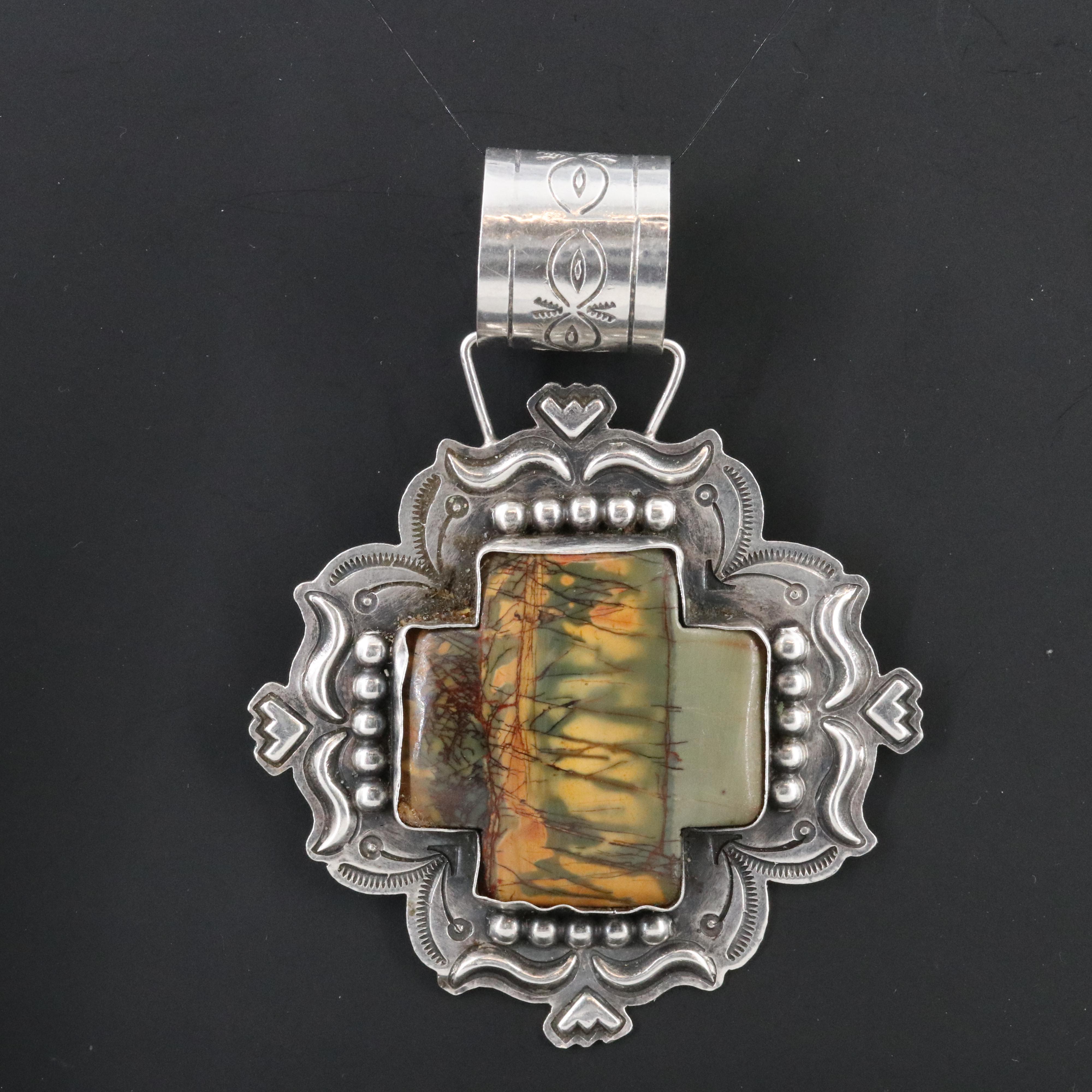 Dean Sandoval Jr. Navajo Diné Sterling and Jasper Pendant