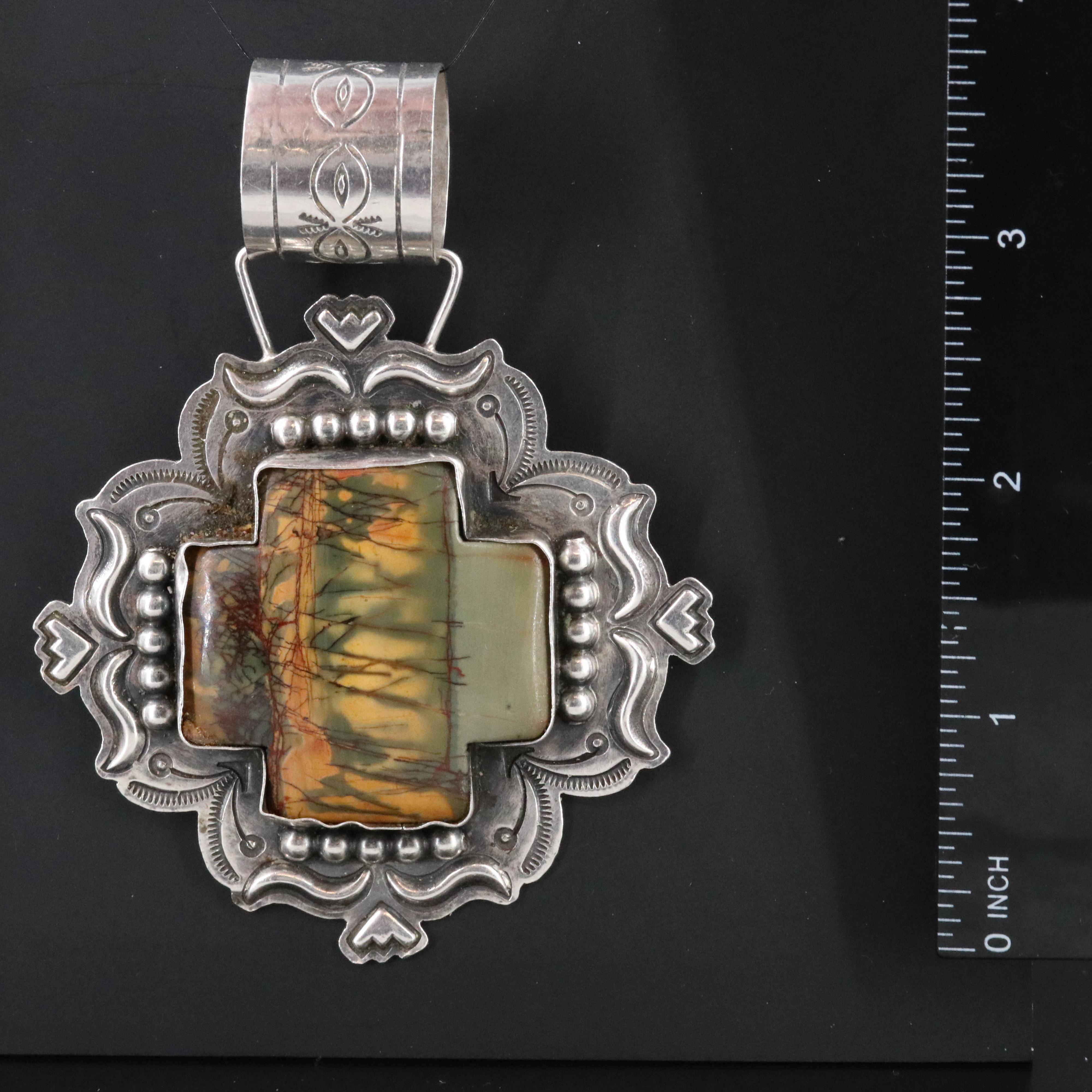 Dean Sandoval Jr. Navajo Diné Sterling and Jasper Pendant