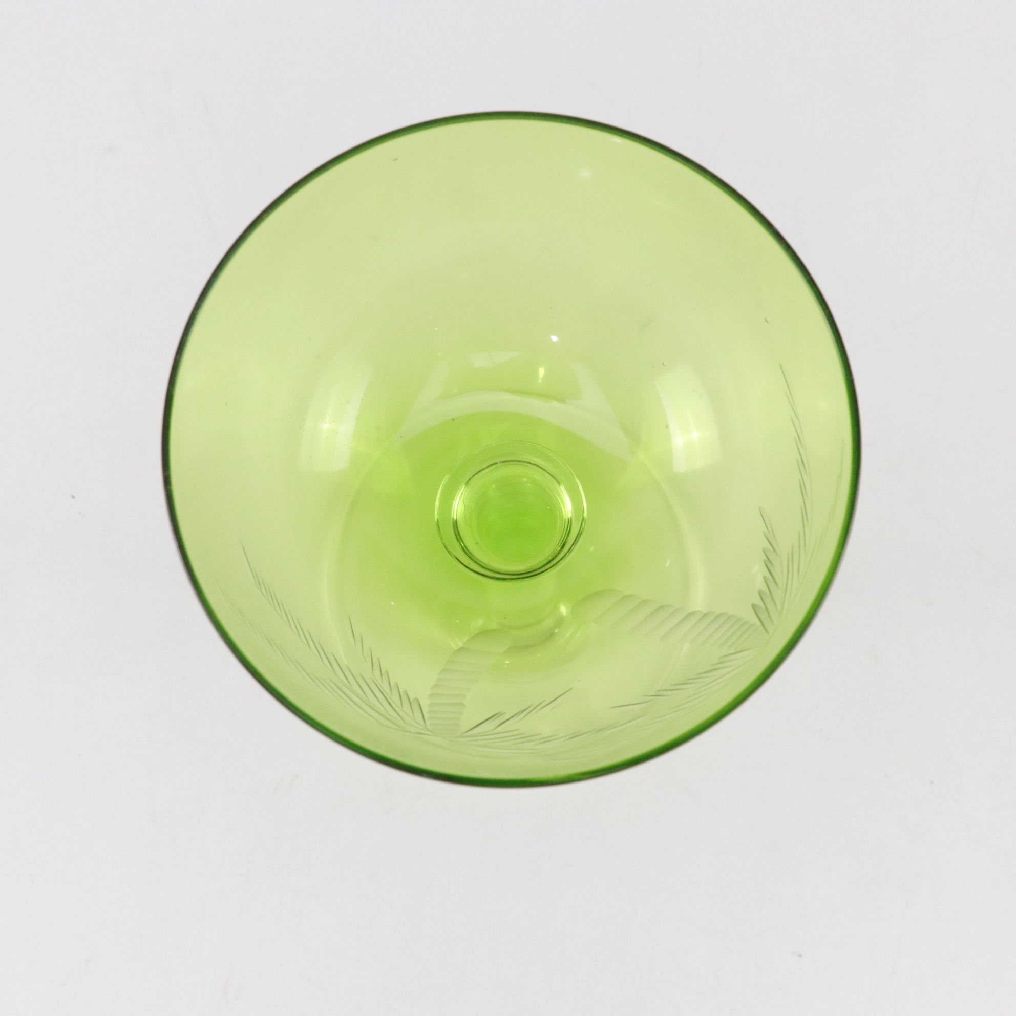 Minton "Lothian" Cream Soup Bowls with Art Deco Style Green Etched Glass Coupes