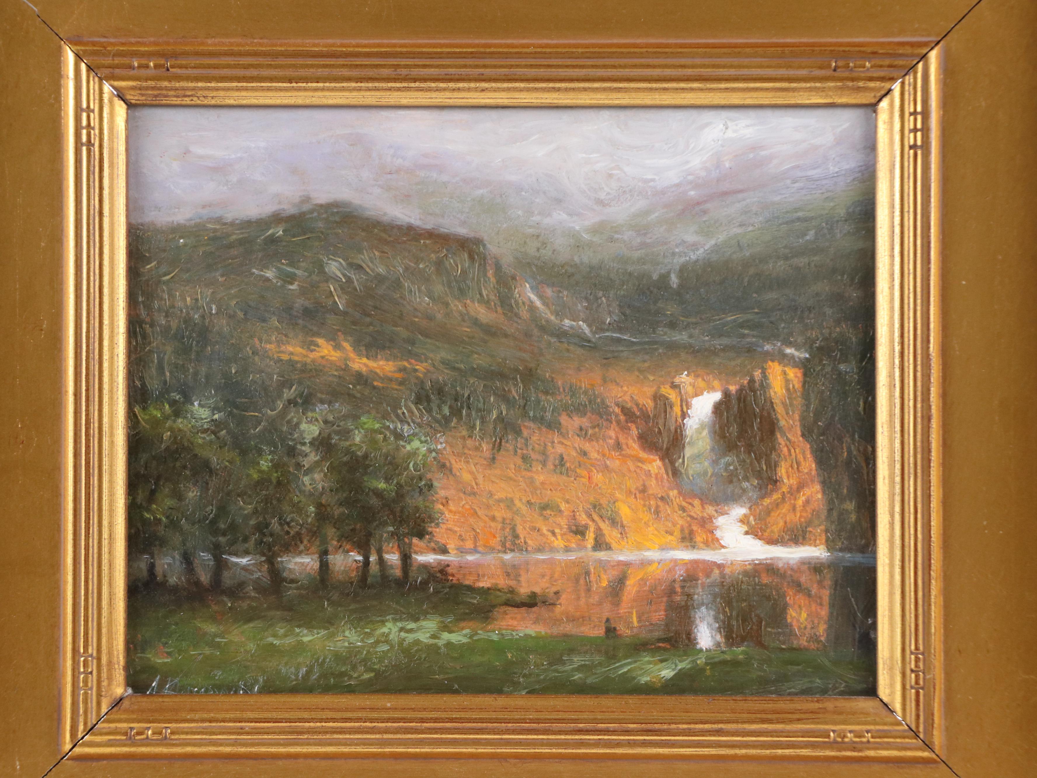 Hand-Painted Offset Lithograph of American Western Landscape, 20th Century