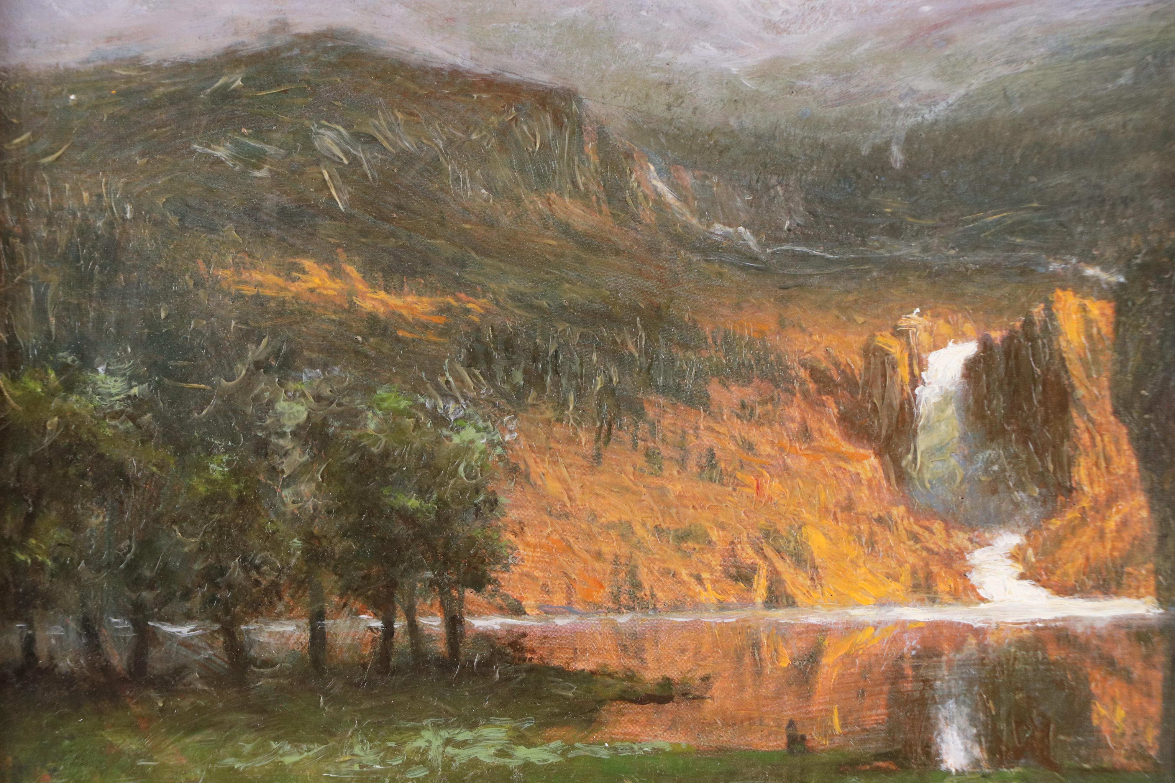 Hand-Painted Offset Lithograph of American Western Landscape, 20th Century