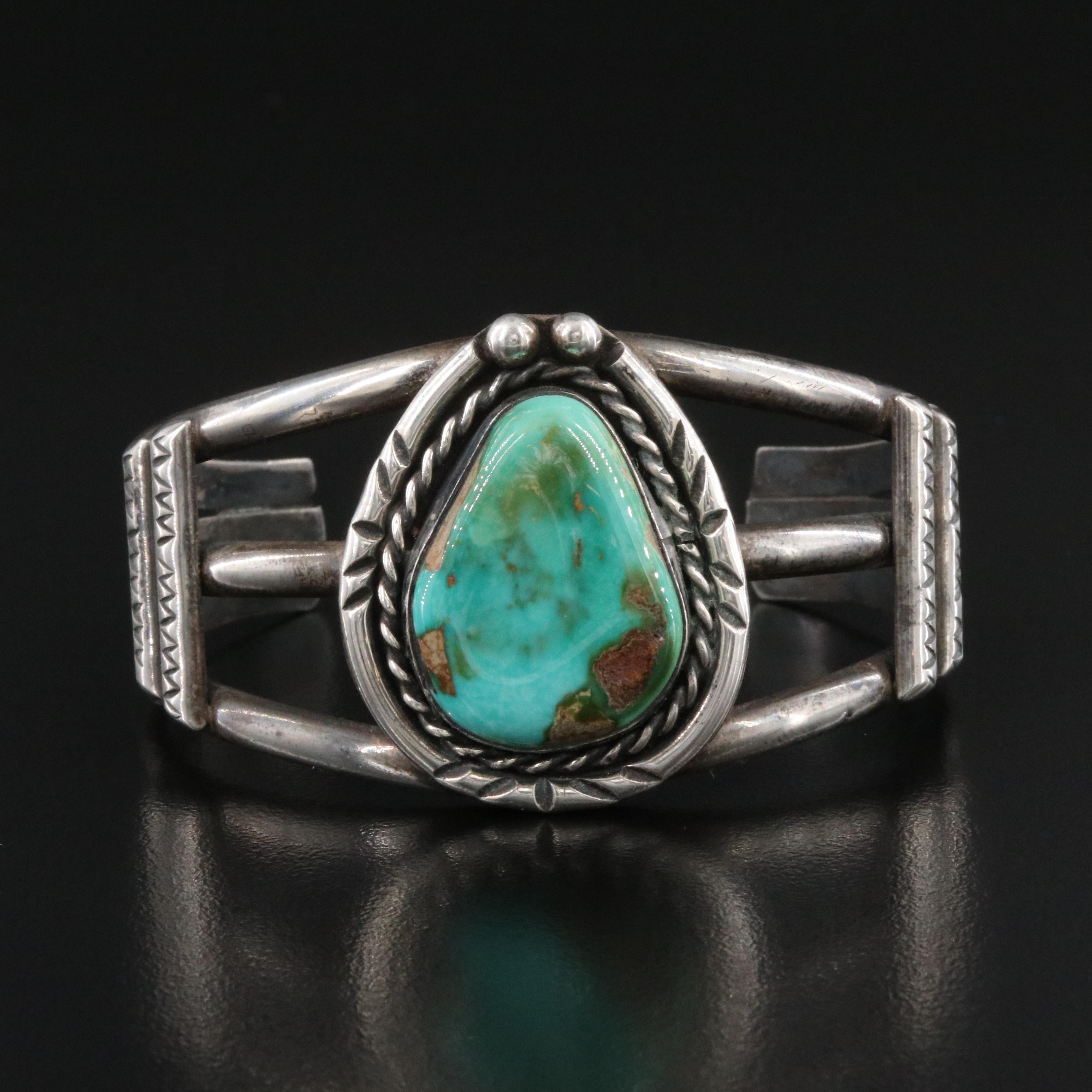 Southwestern Sterling Turqoise Cuff Bracelet