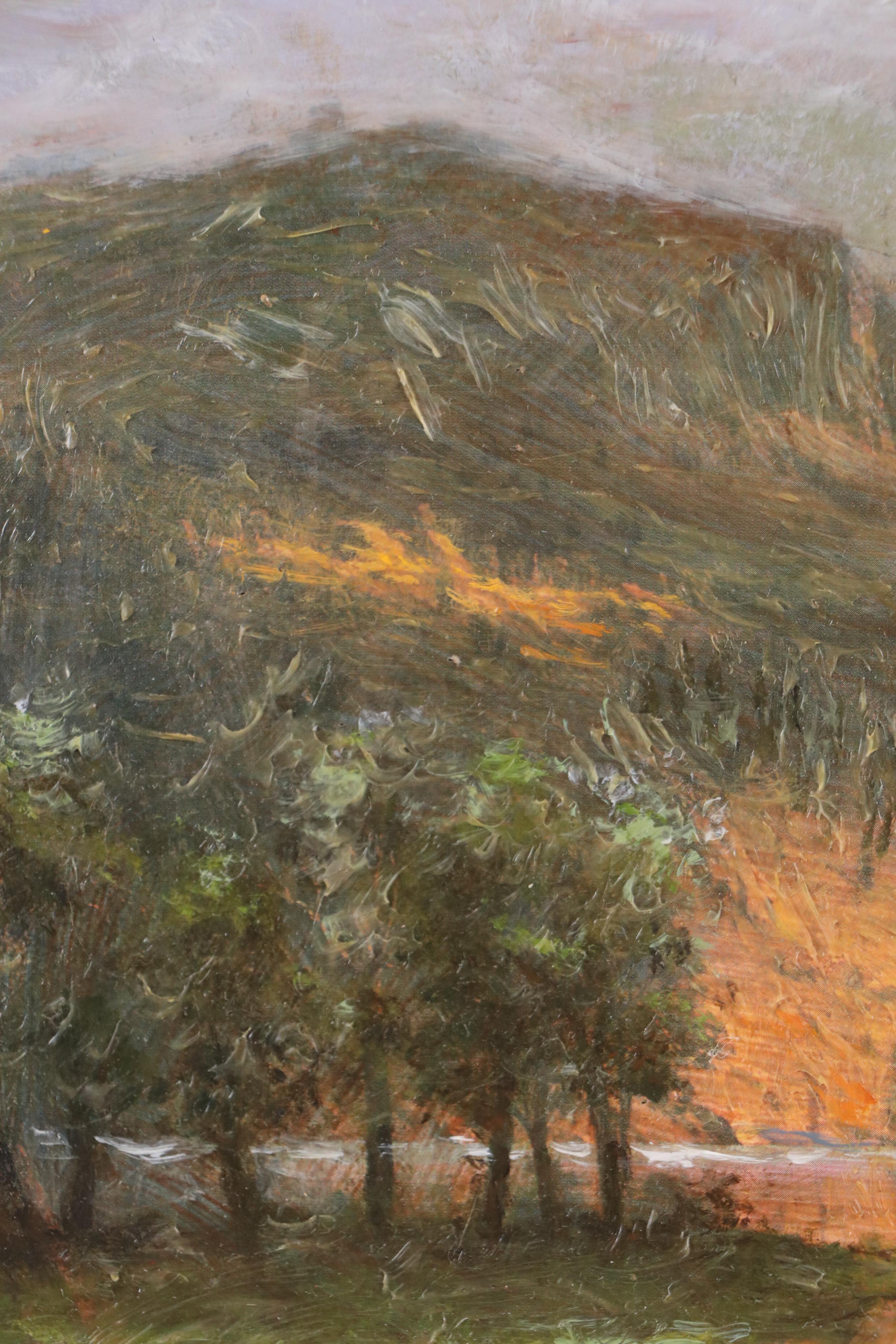 Hand-Painted Offset Lithograph of American Western Landscape, 20th Century