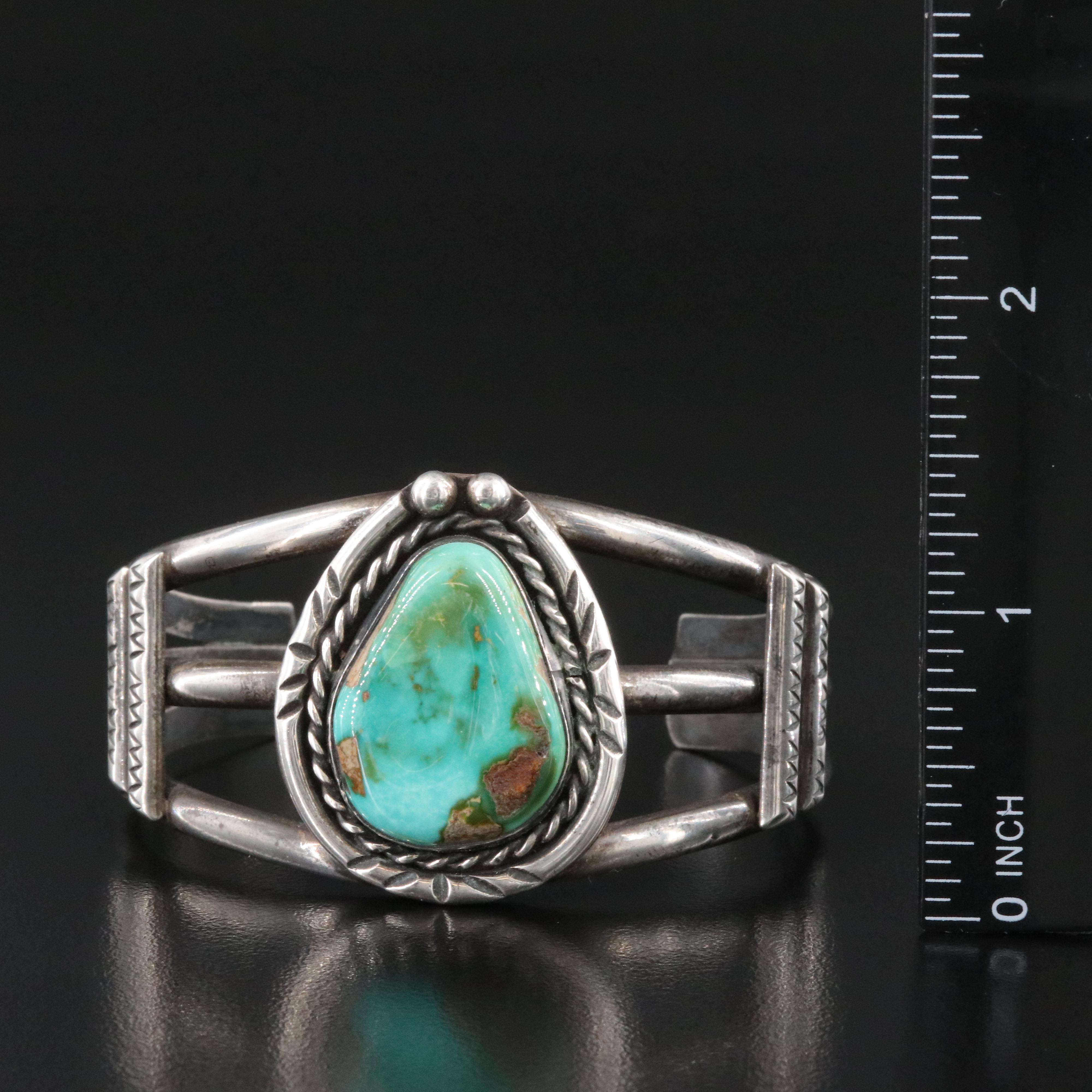 Southwestern Sterling Turqoise Cuff Bracelet