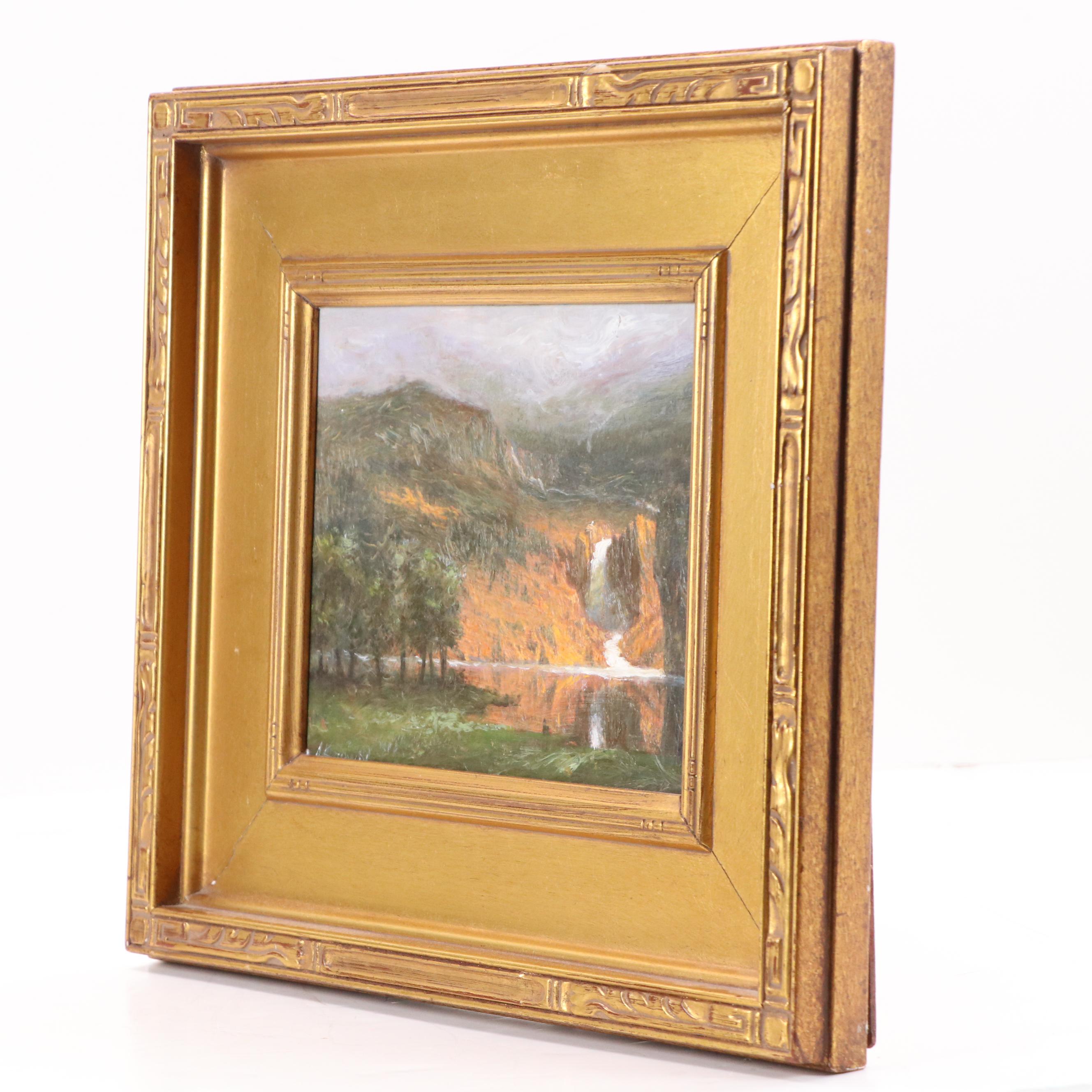 Hand-Painted Offset Lithograph of American Western Landscape, 20th Century