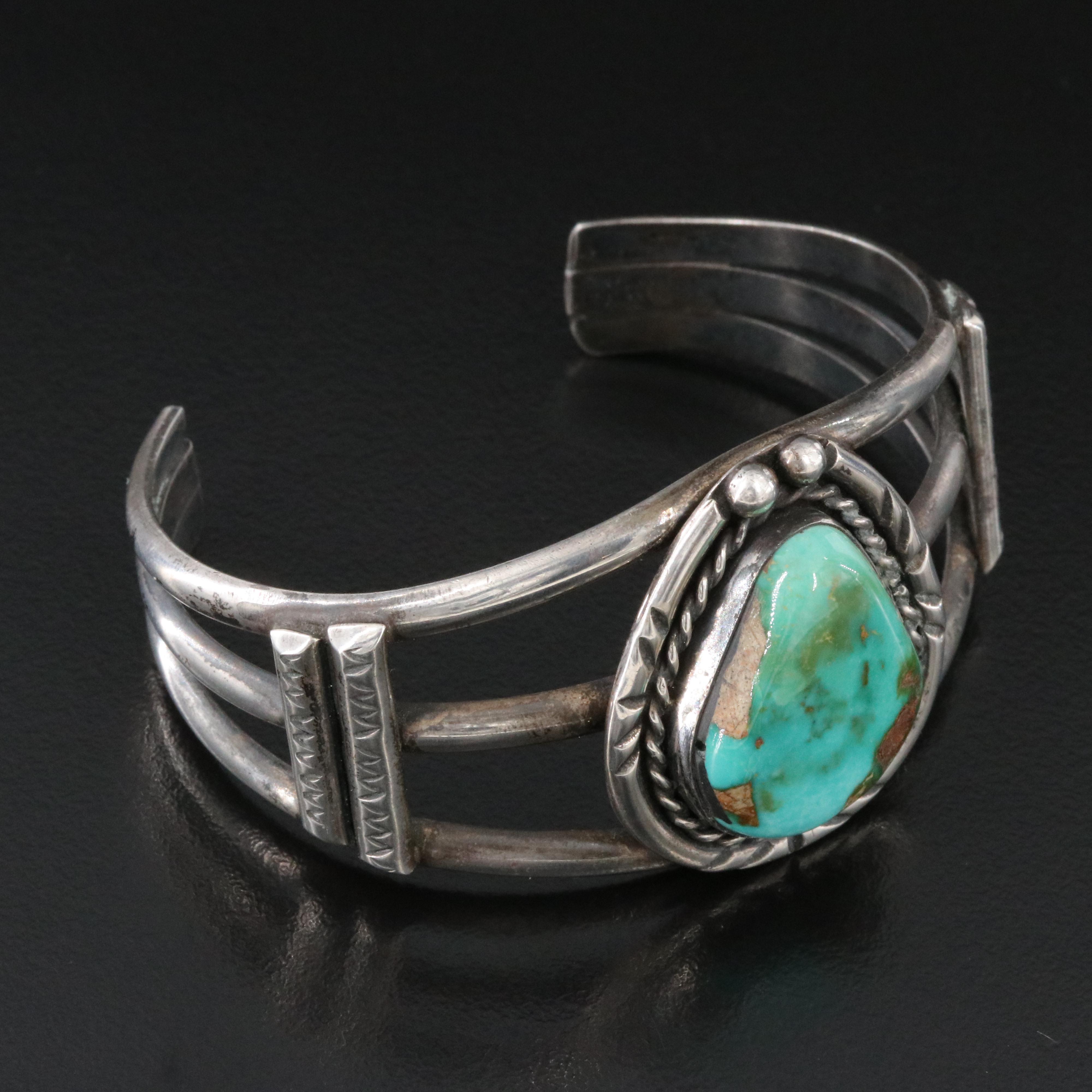 Southwestern Sterling Turqoise Cuff Bracelet
