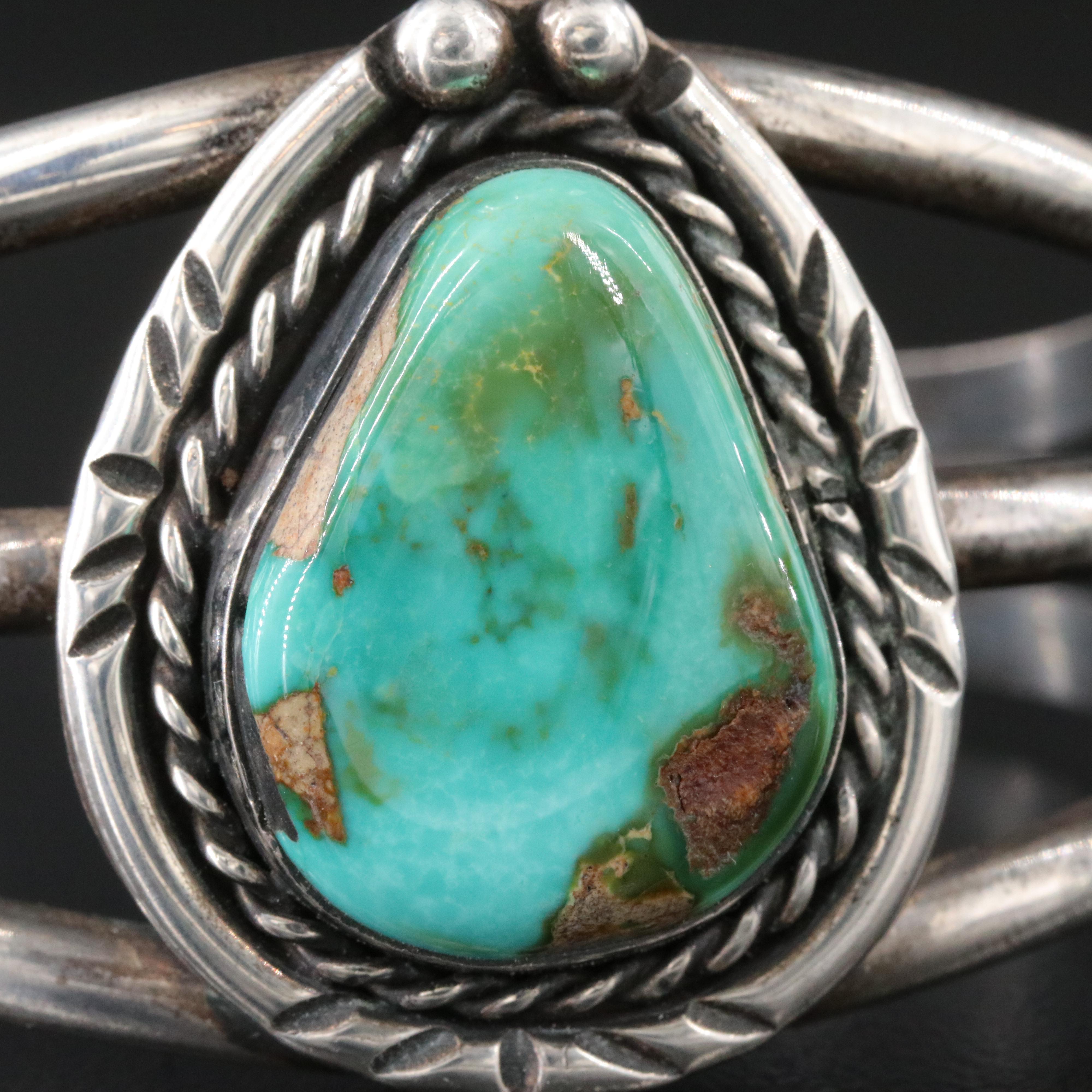 Southwestern Sterling Turqoise Cuff Bracelet