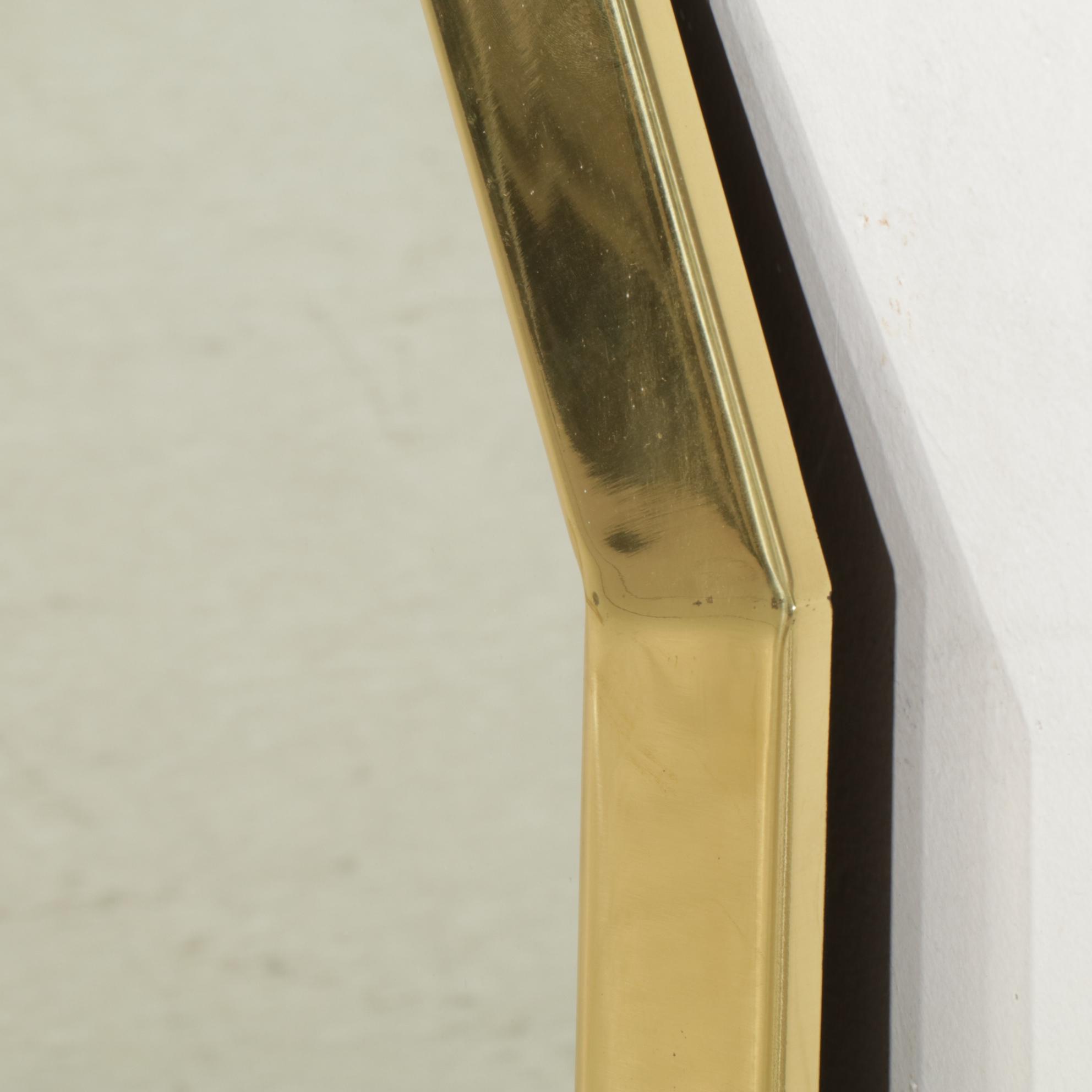 Contemporary Brass-Finished Octagonal Wall Mirror