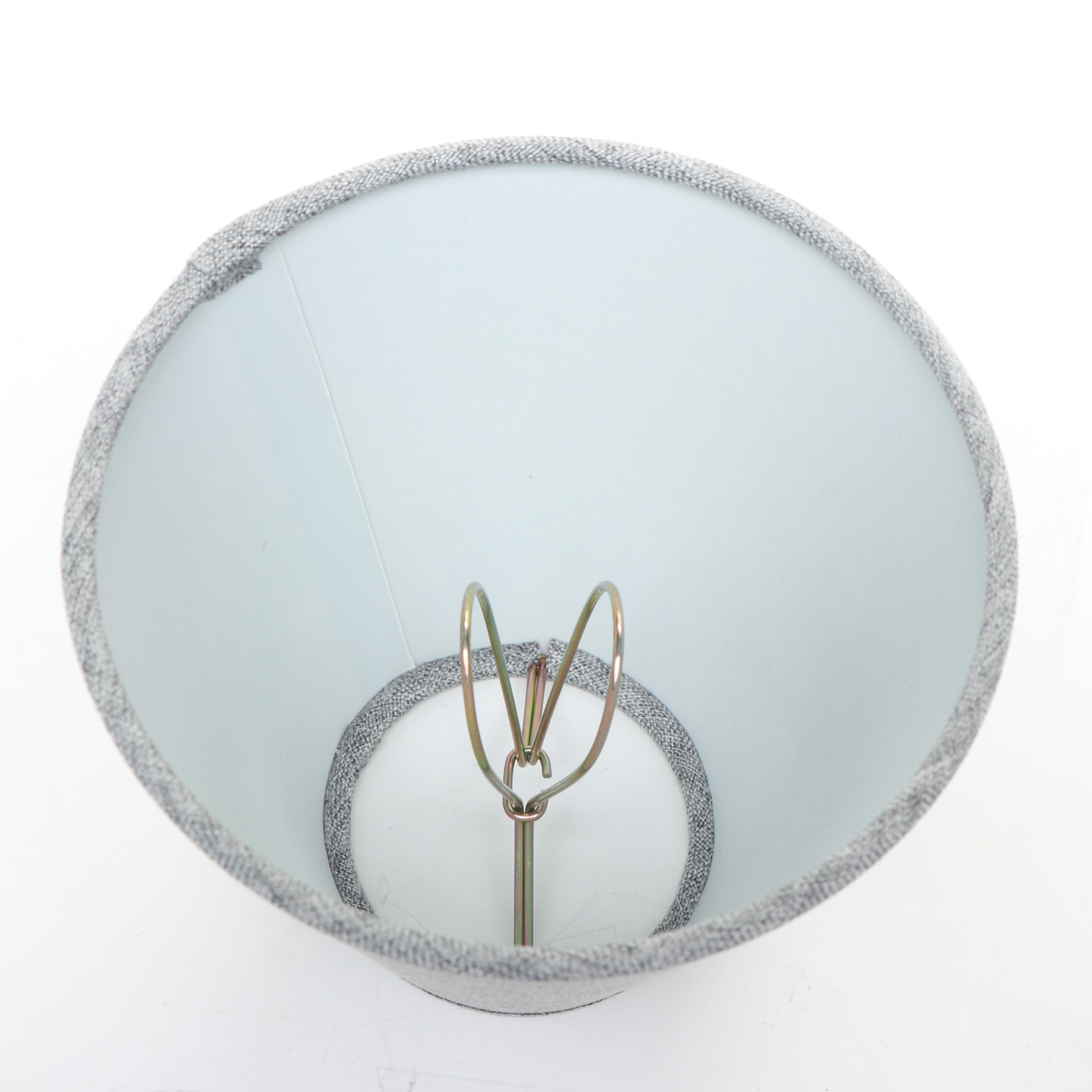 Pair of Silver Gilt Ornate Wall Candle Sconces with Grey Cotton Clip-on Shades