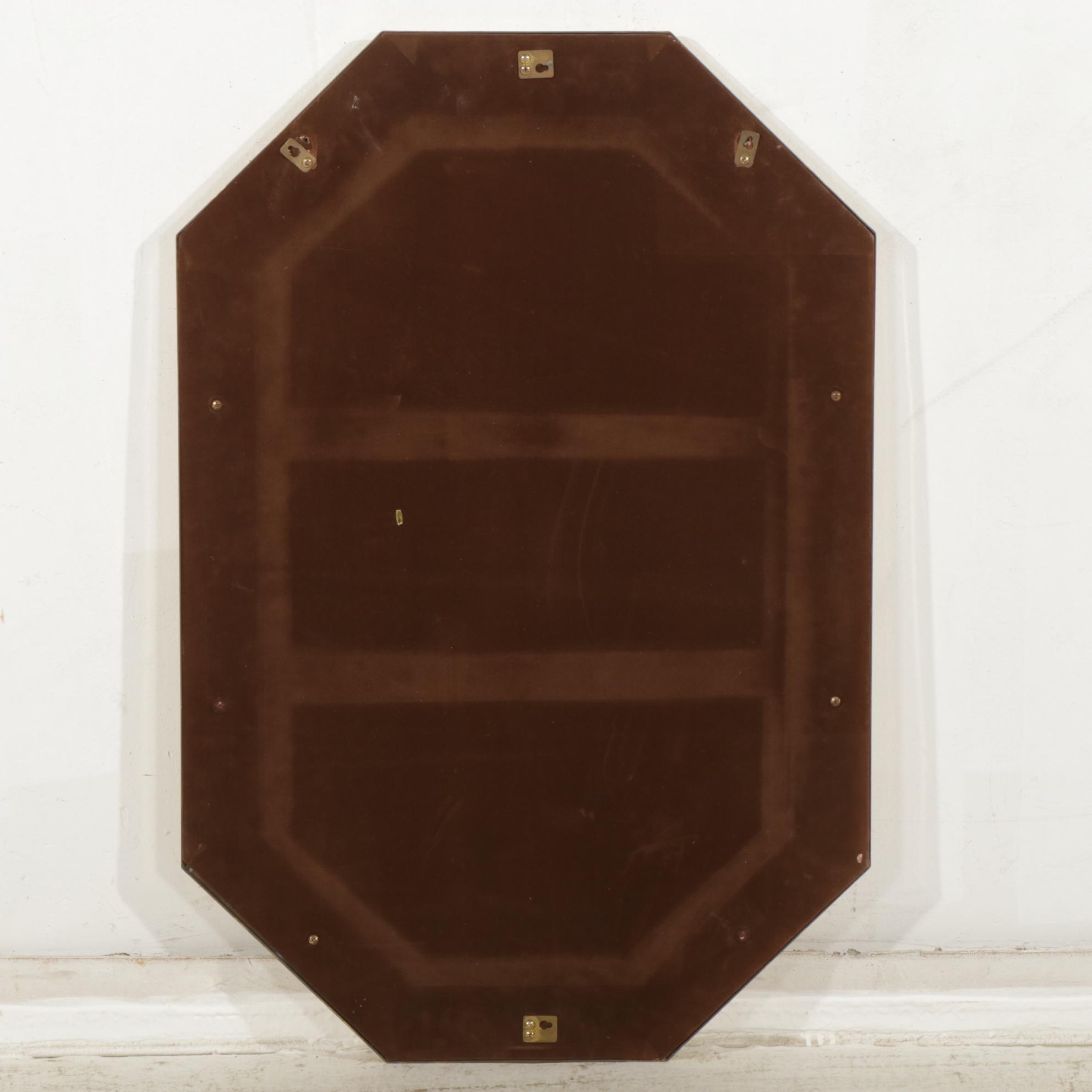 Contemporary Brass-Finished Octagonal Wall Mirror