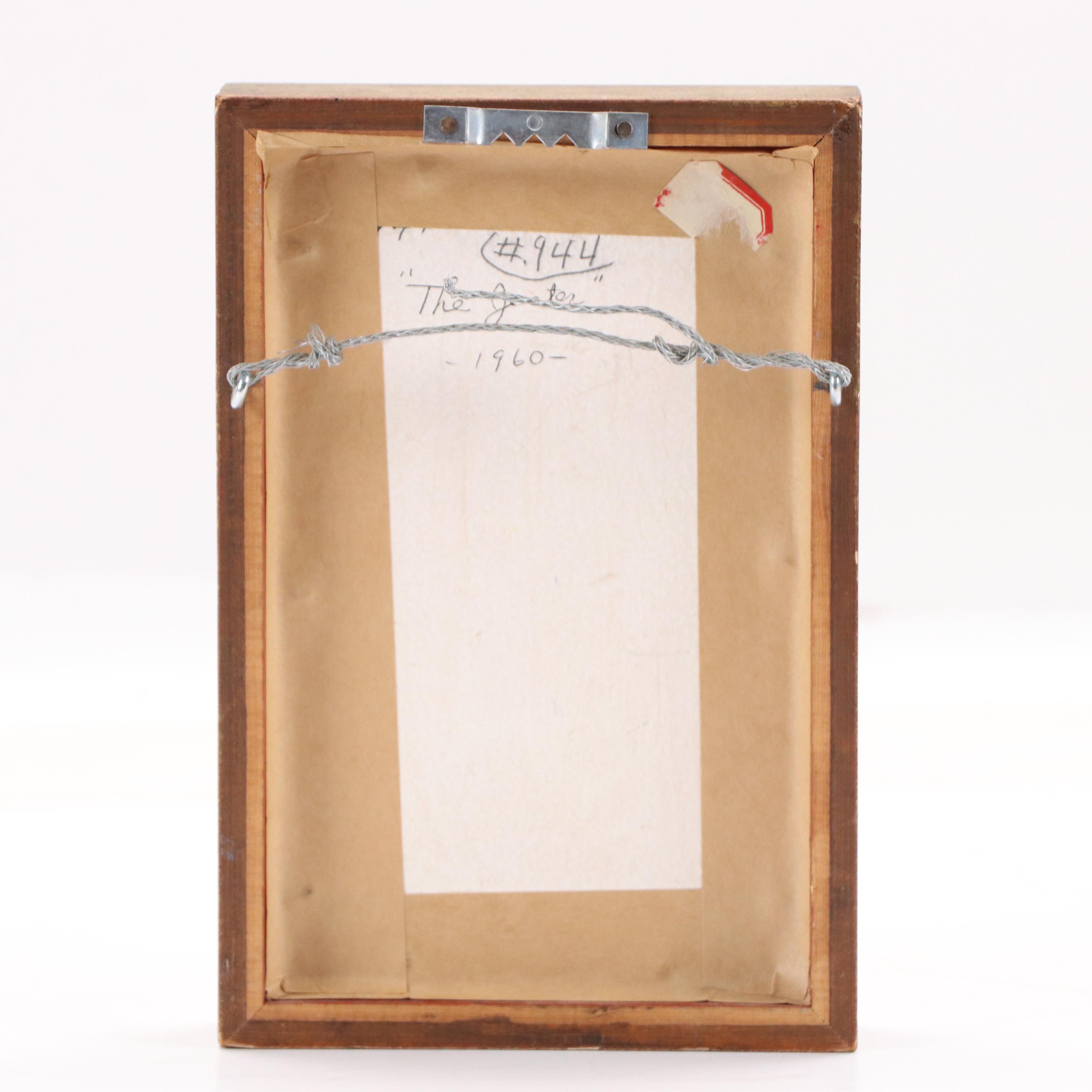 Louis Monza Miniature Expressionist Oil Painting "The Jester," 1960