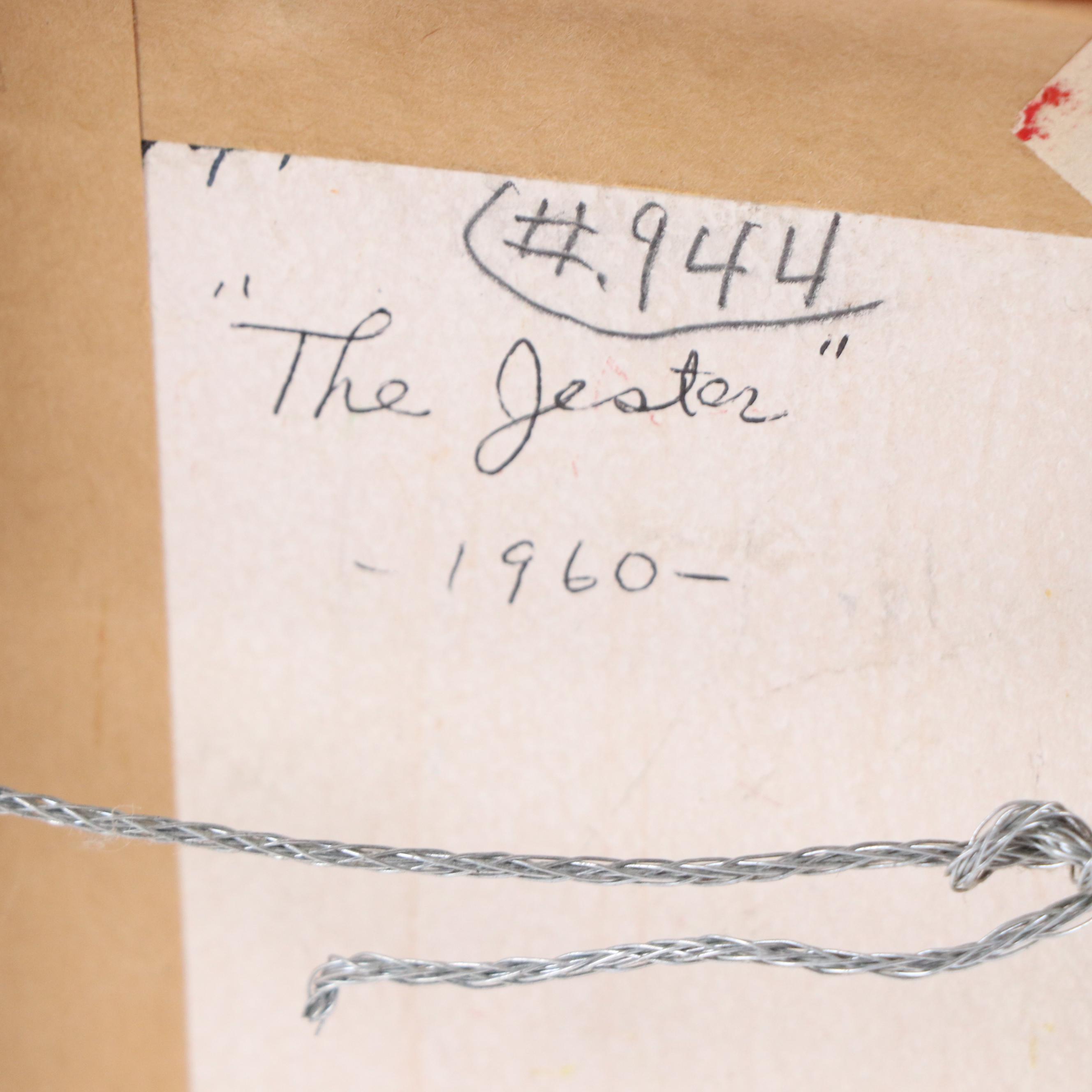 Louis Monza Miniature Expressionist Oil Painting "The Jester," 1960