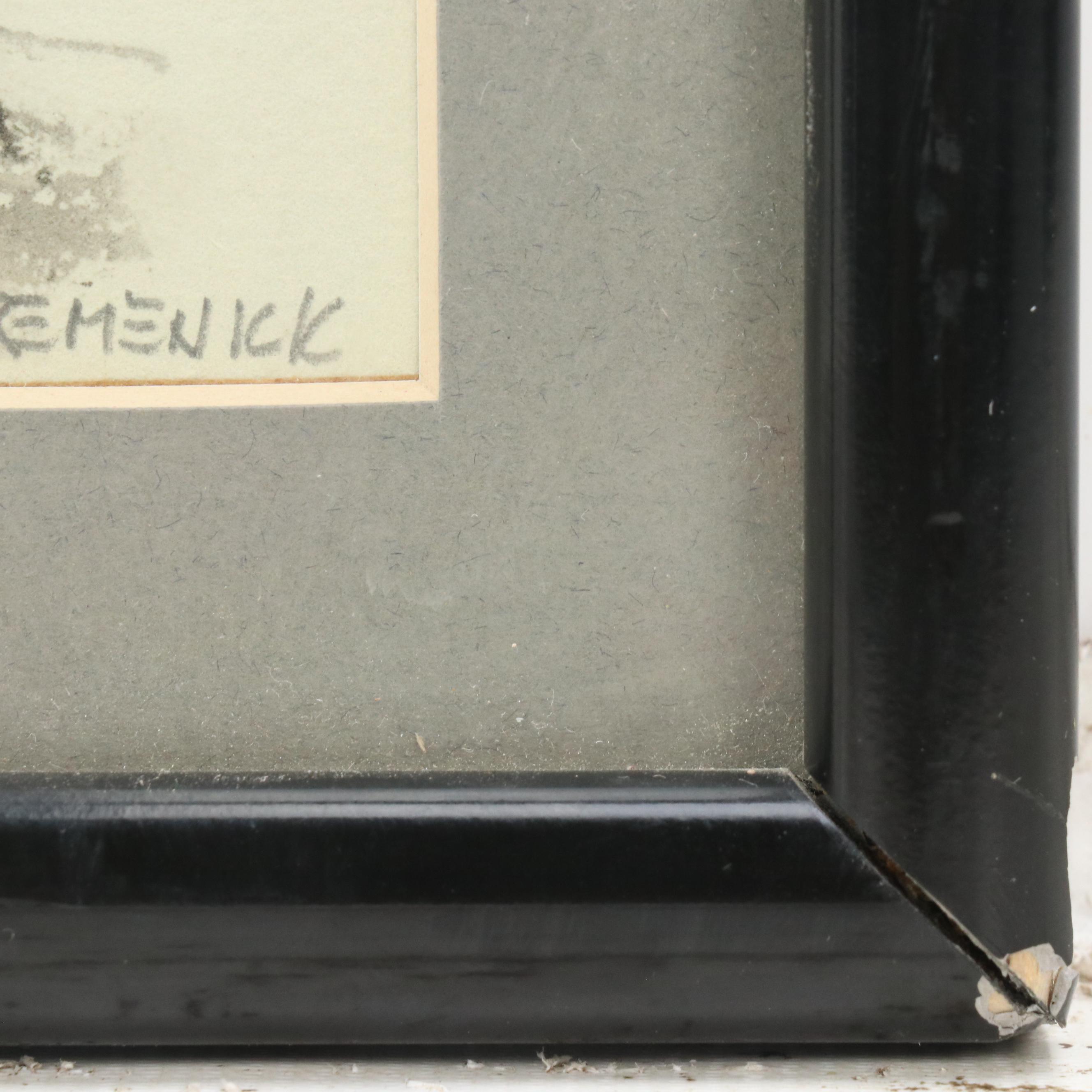 Seymour Remenick Ink and Watercolor Sketches, Mid-20th Century