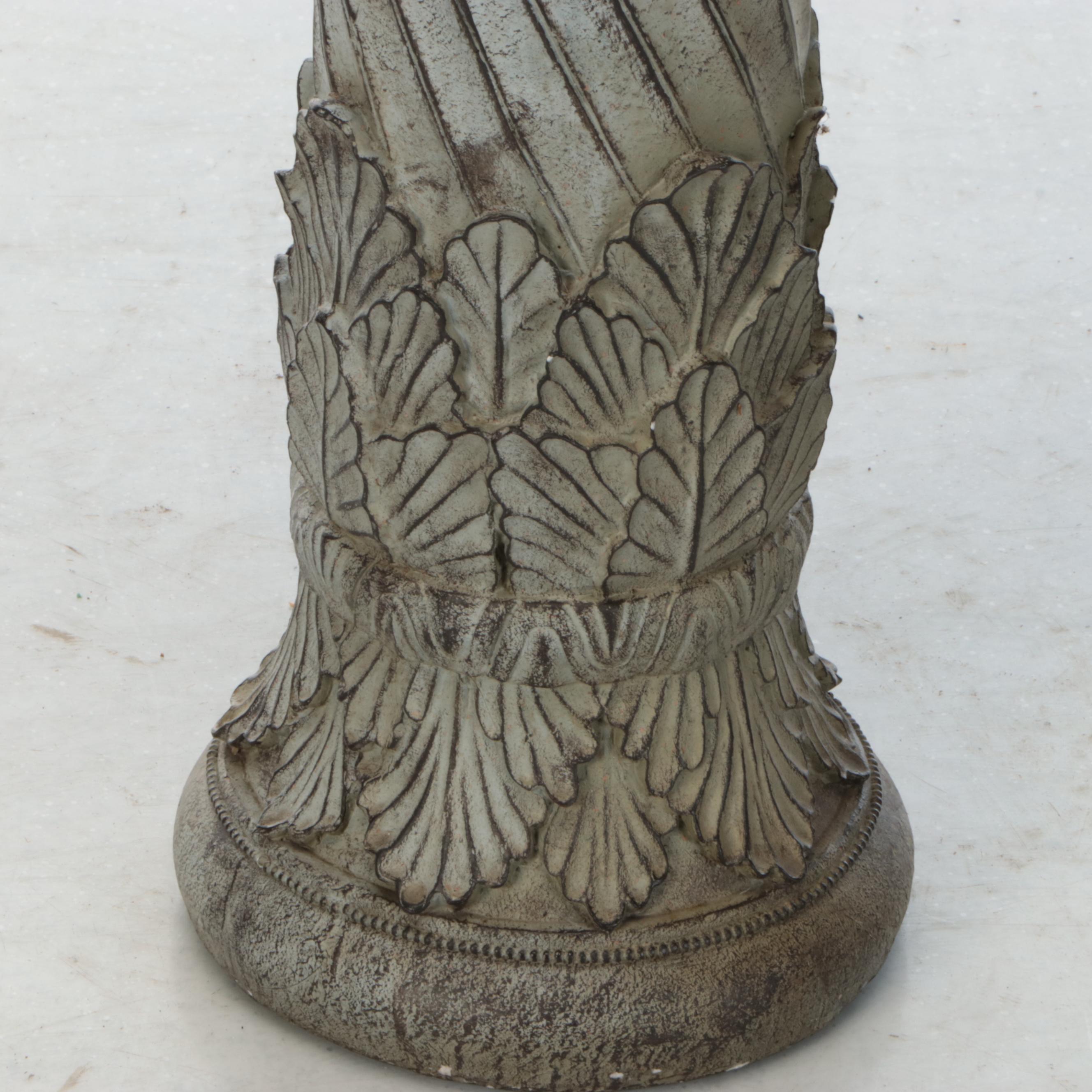 Figural Angel with Basket Bird Feeder on Columnar Plinth