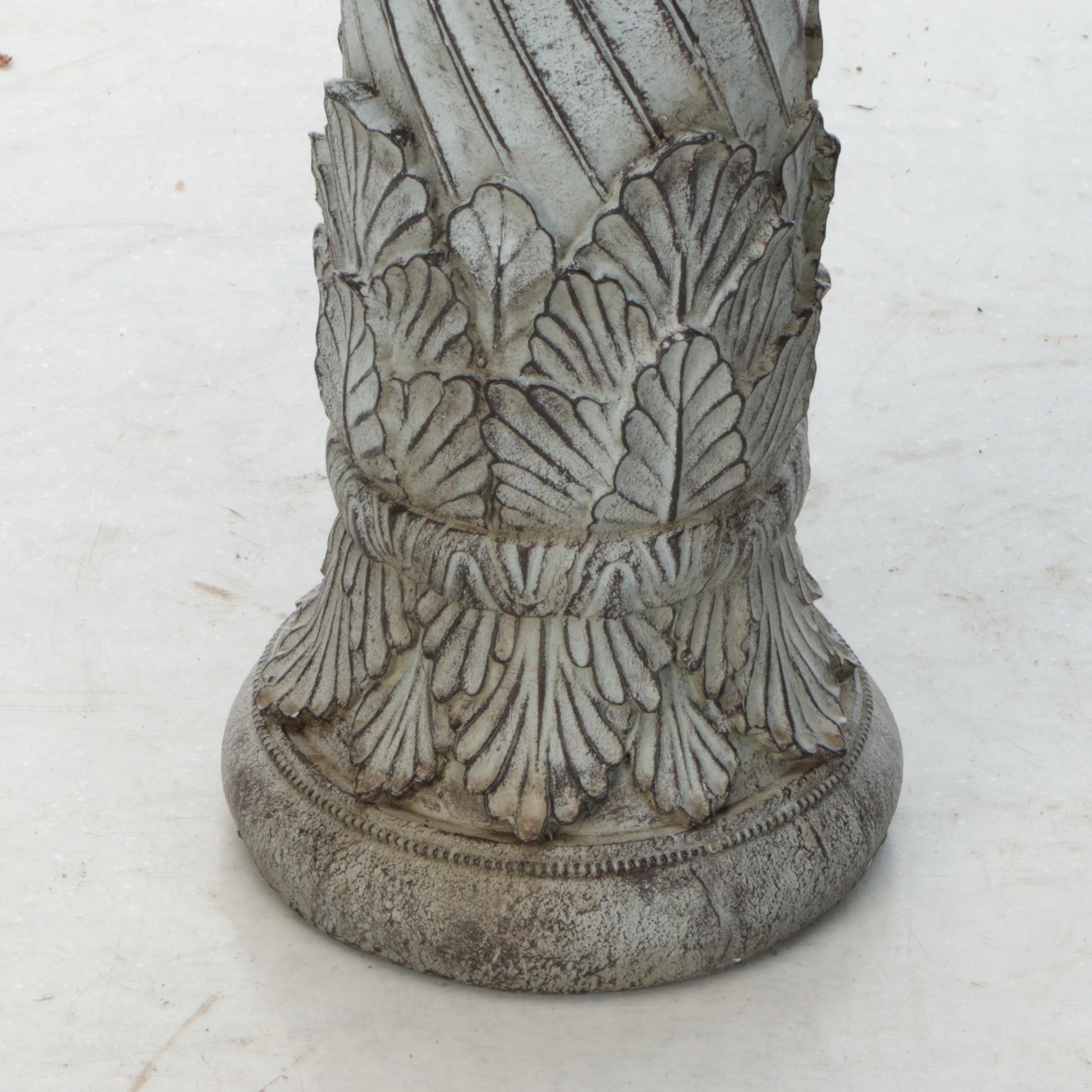 Figural Angel with Basket Bird Feeder on Columnar Plinth