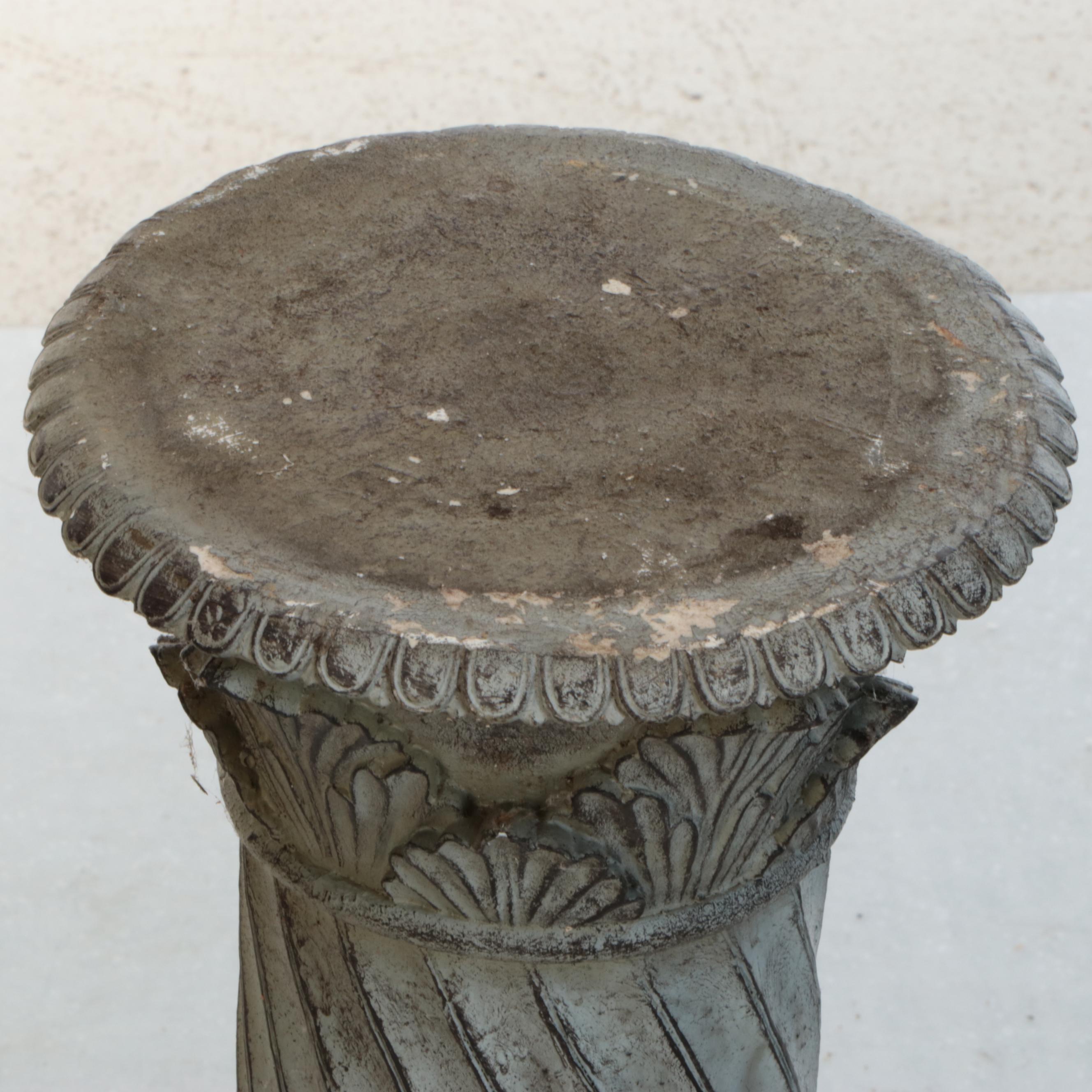 Figural Angel with Basket Bird Feeder on Columnar Plinth