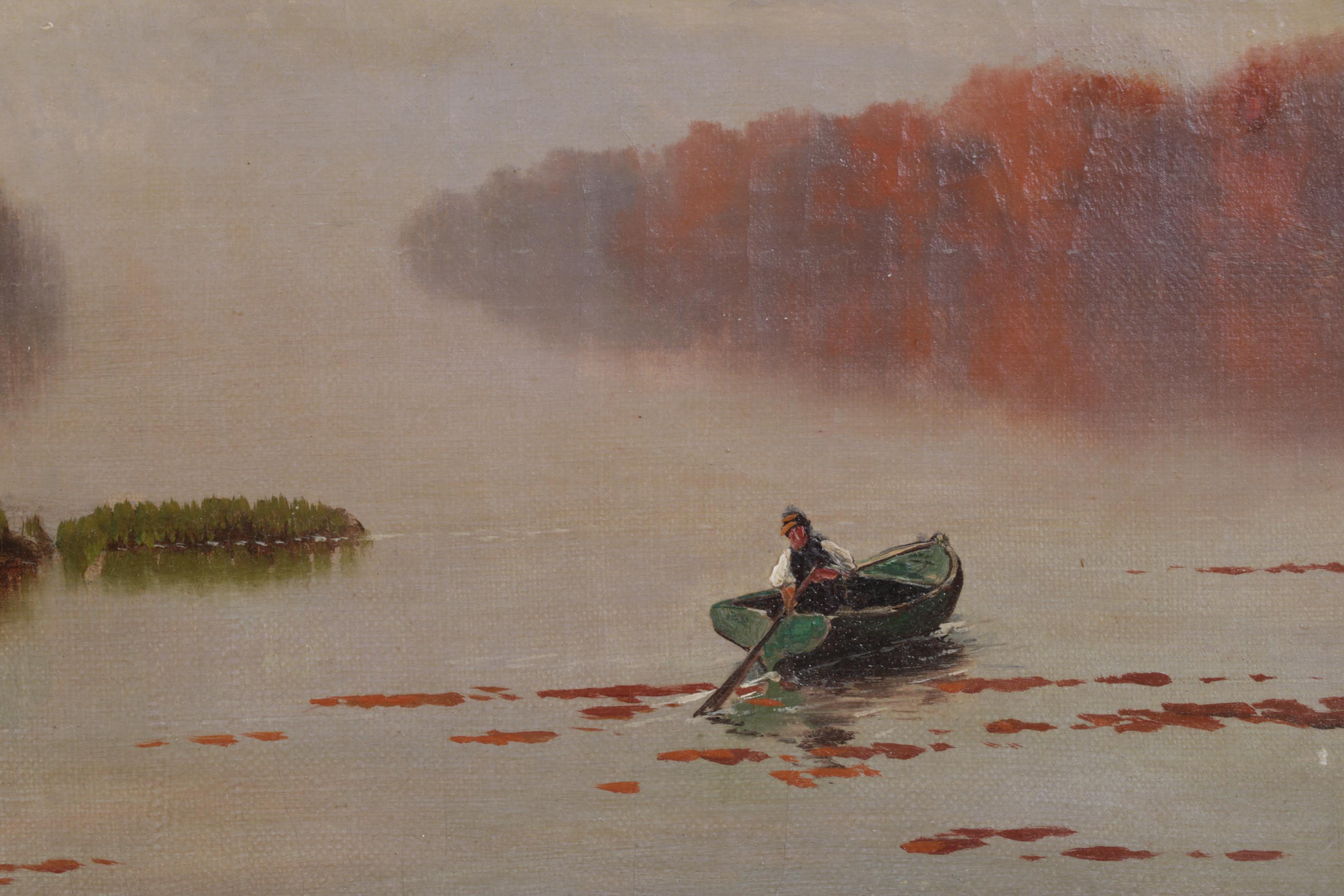 Barbizon-Style Riverside Landscape Oil Painting, Mid to Late 19th Century