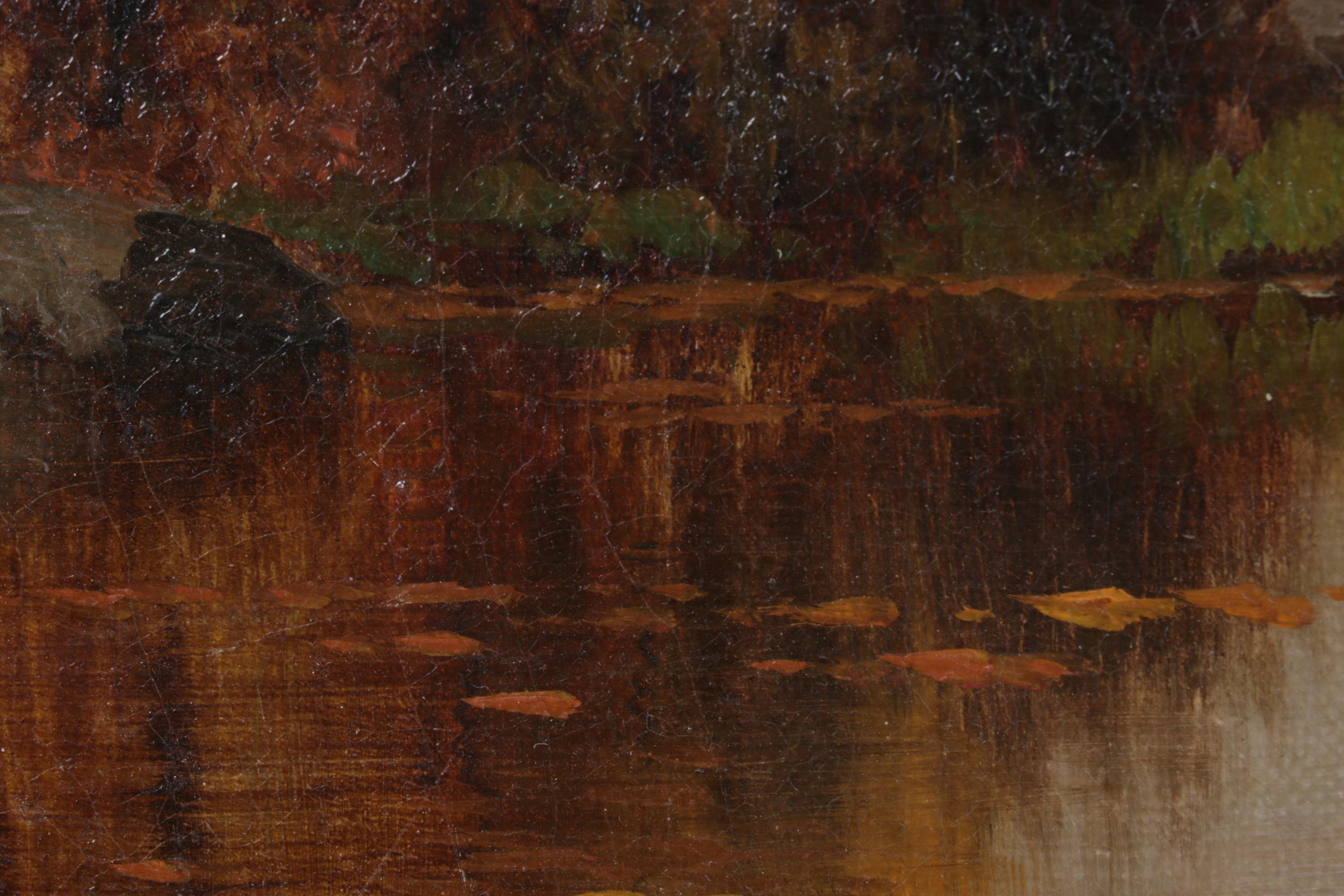 Barbizon-Style Riverside Landscape Oil Painting, Mid to Late 19th Century