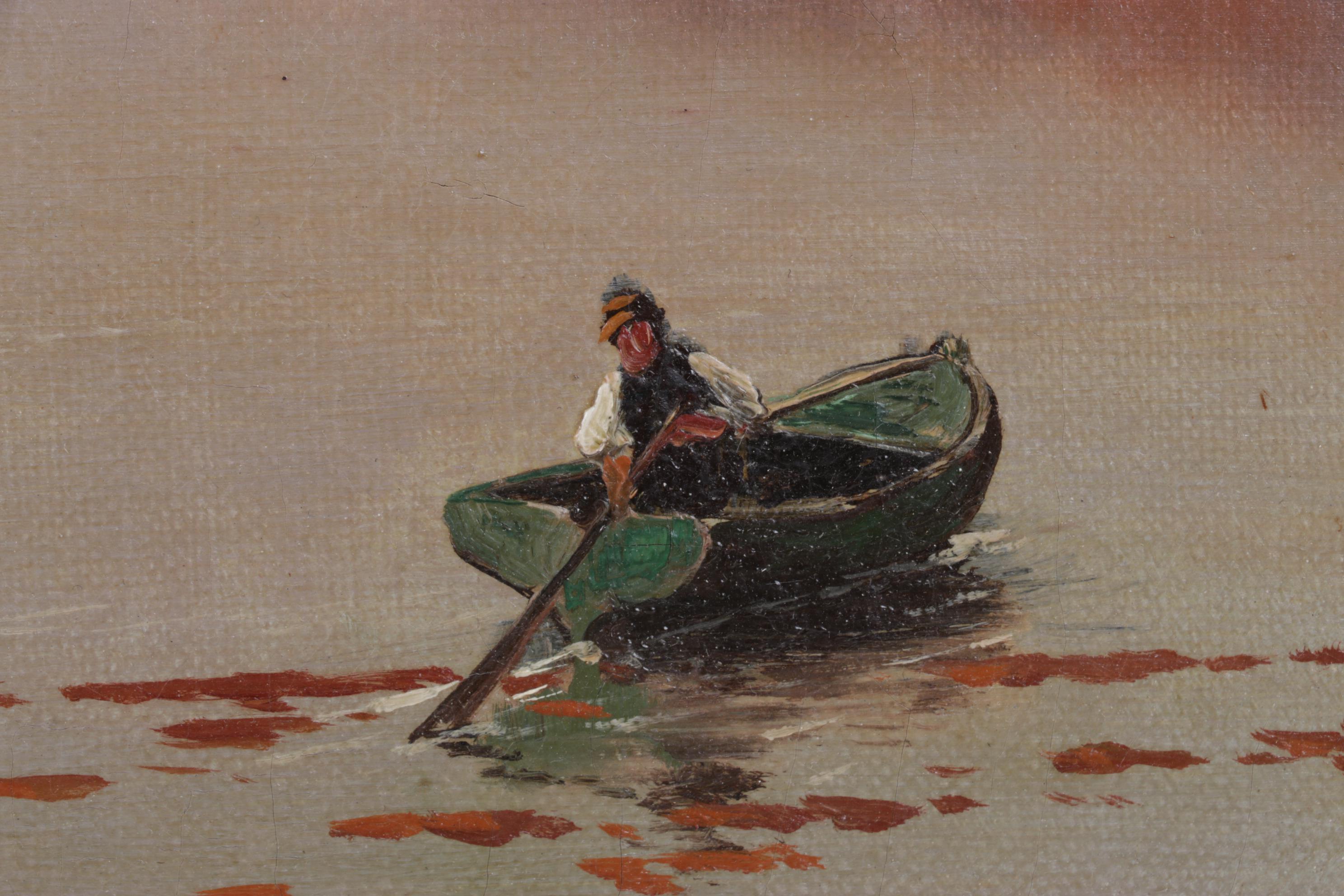 Barbizon-Style Riverside Landscape Oil Painting, Mid to Late 19th Century