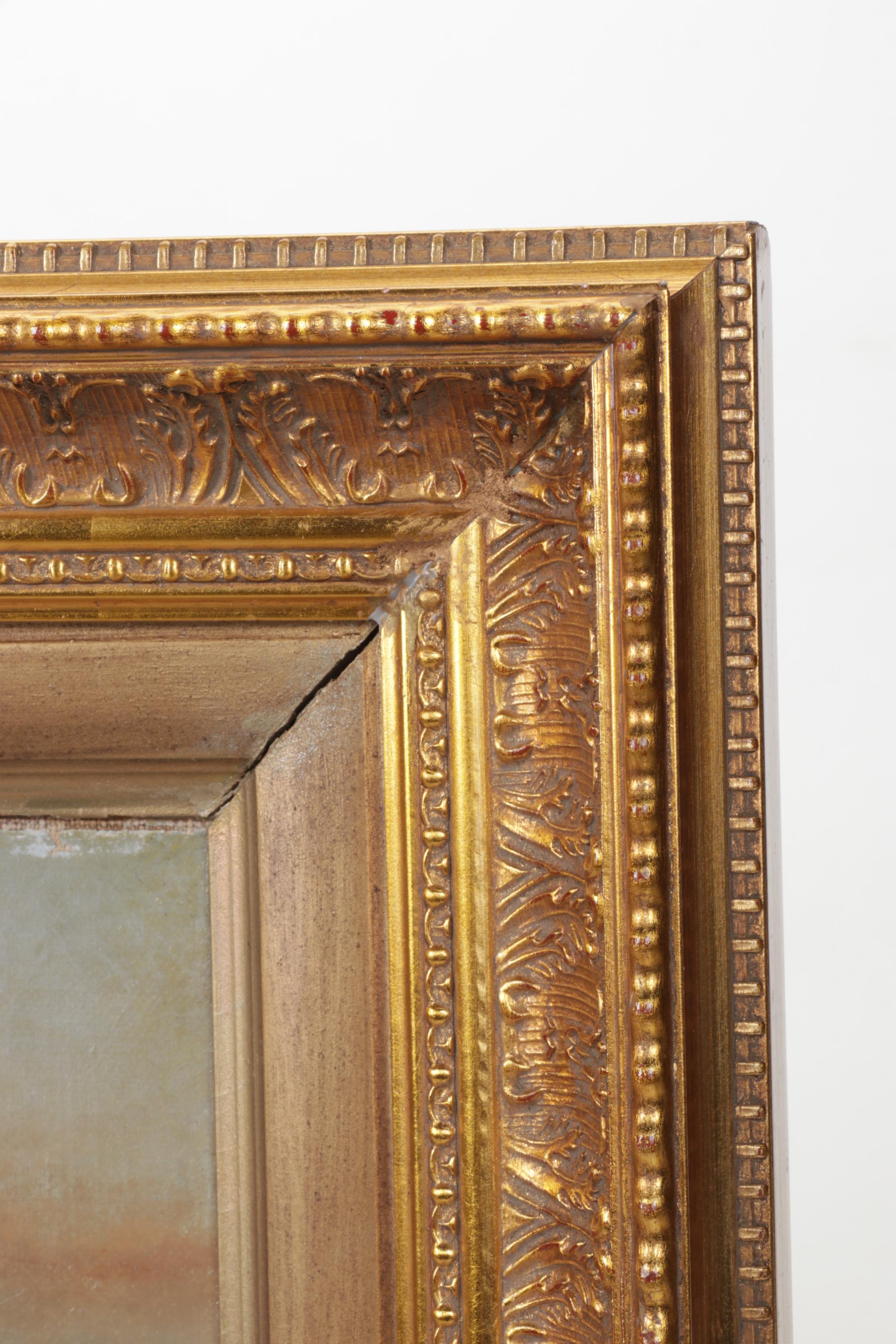 Barbizon-Style Riverside Landscape Oil Painting, Mid to Late 19th Century