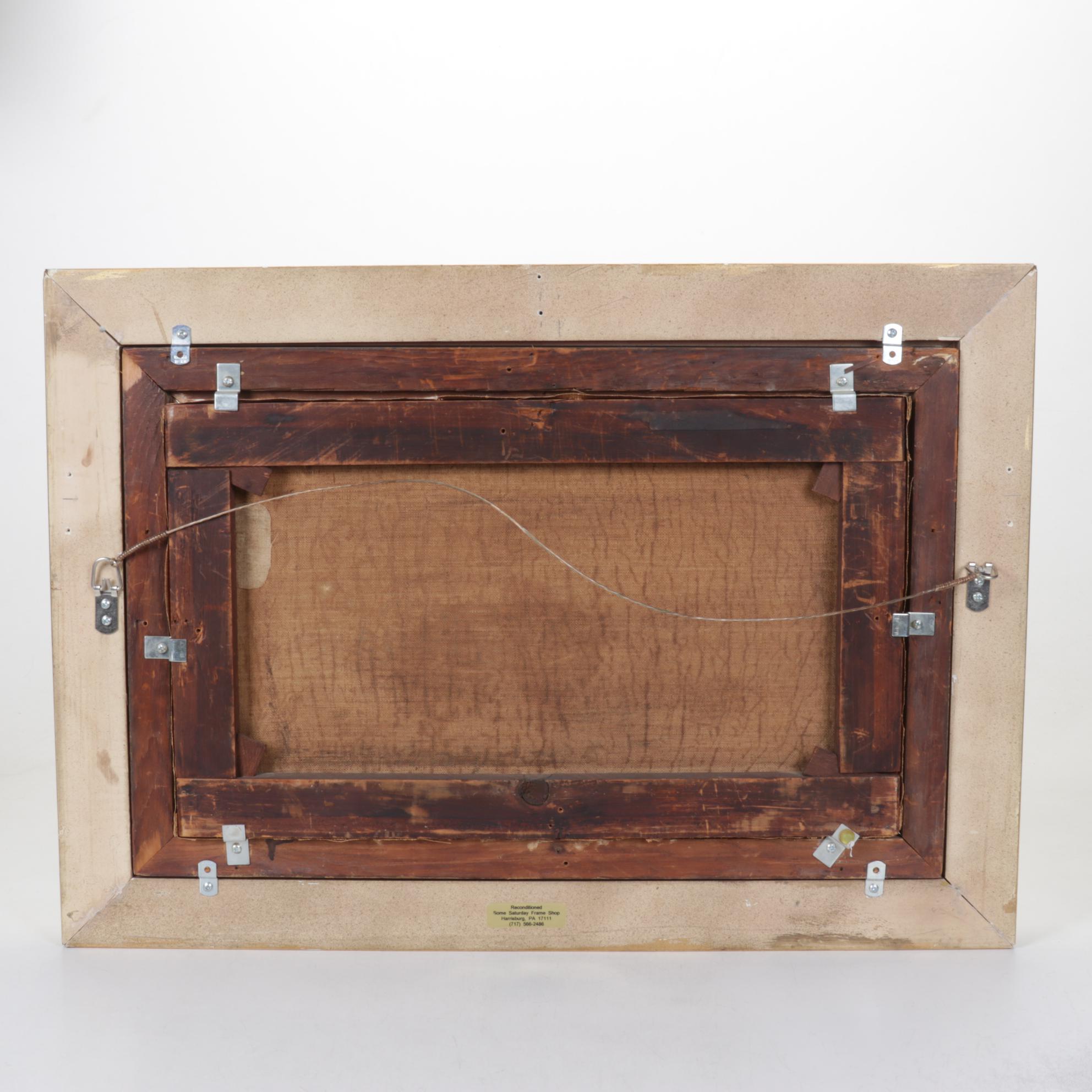 Barbizon-Style Riverside Landscape Oil Painting, Mid to Late 19th Century