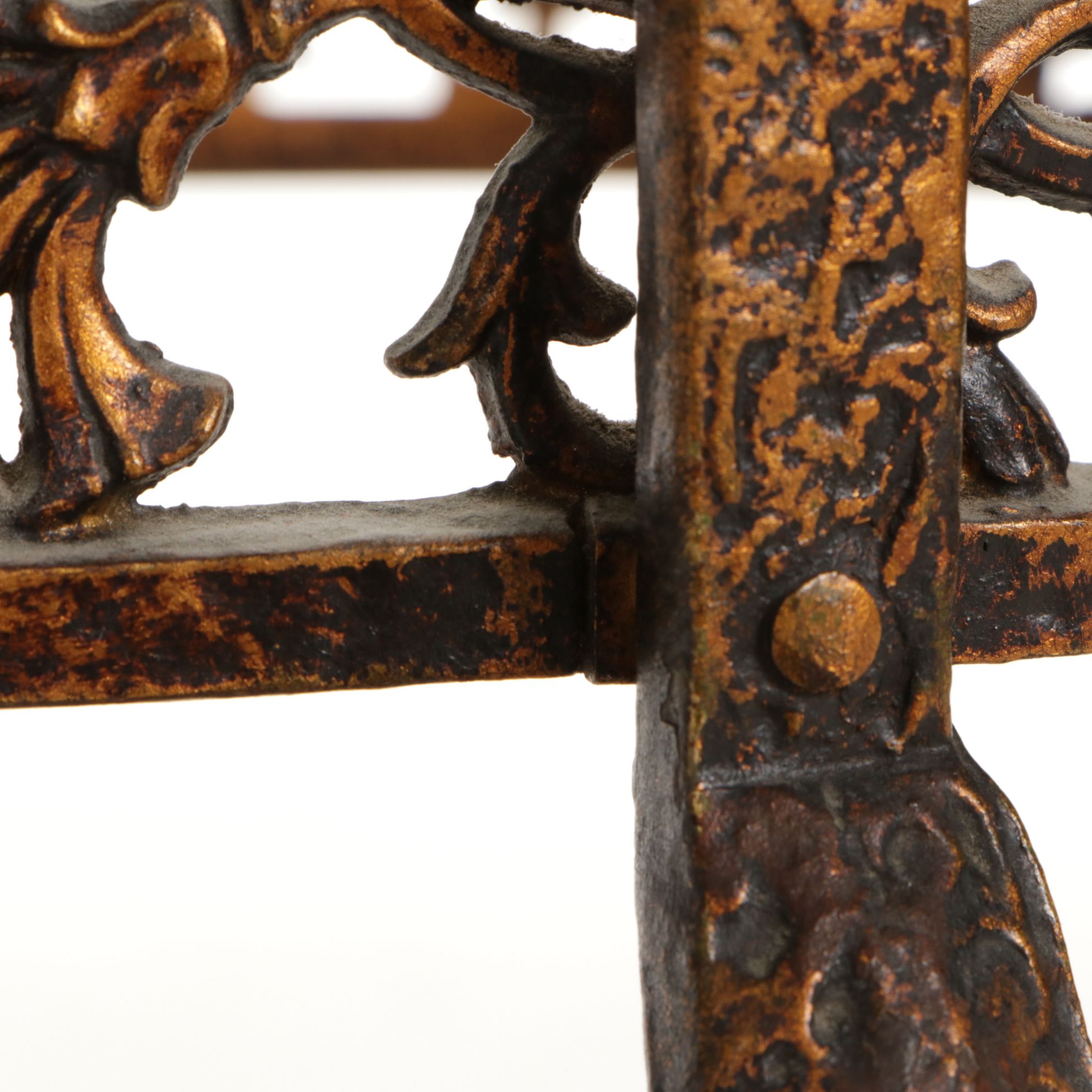 Rustic Metal Tray-Top Table with Acanthus Leaf Legs