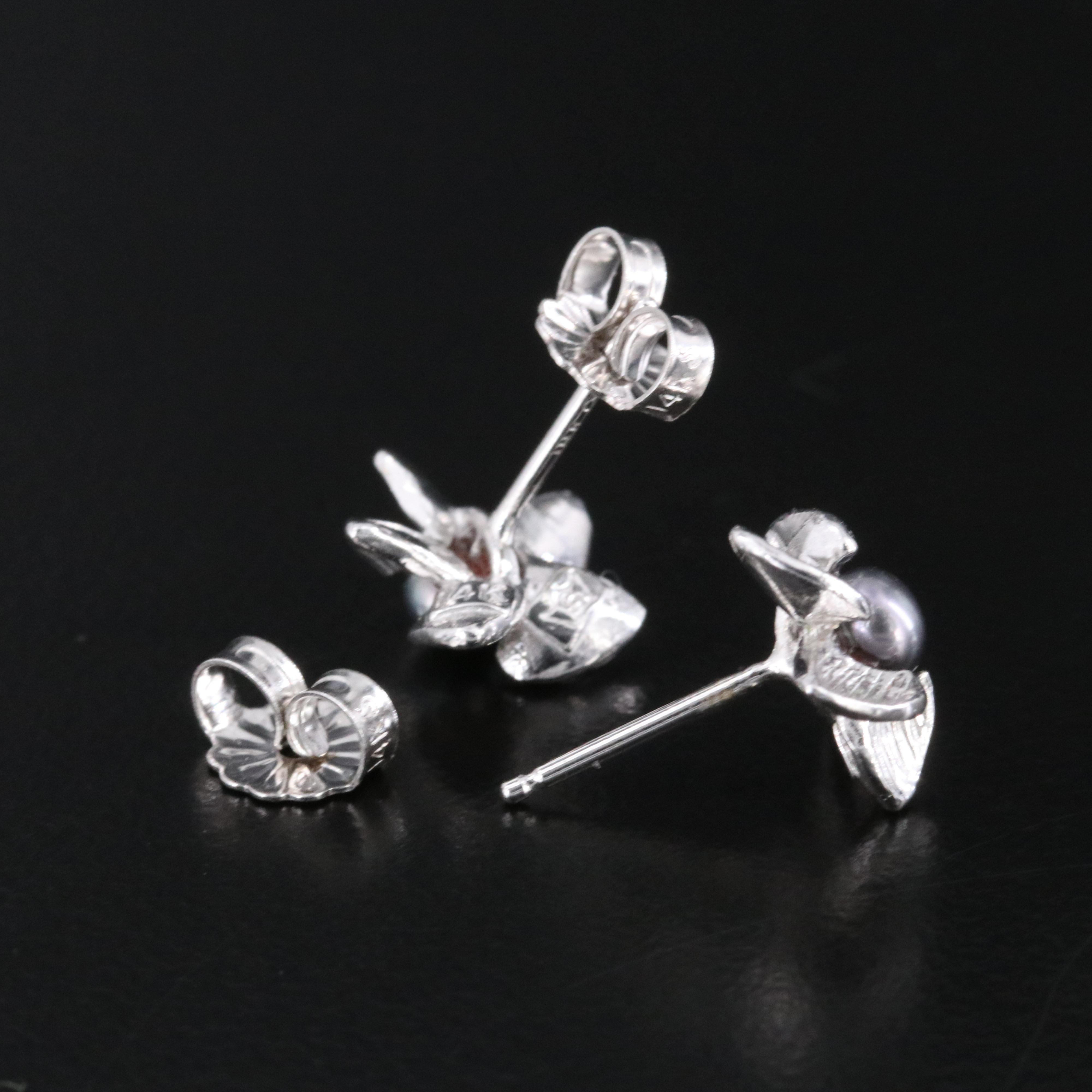 14K Pearl Flower Earrings