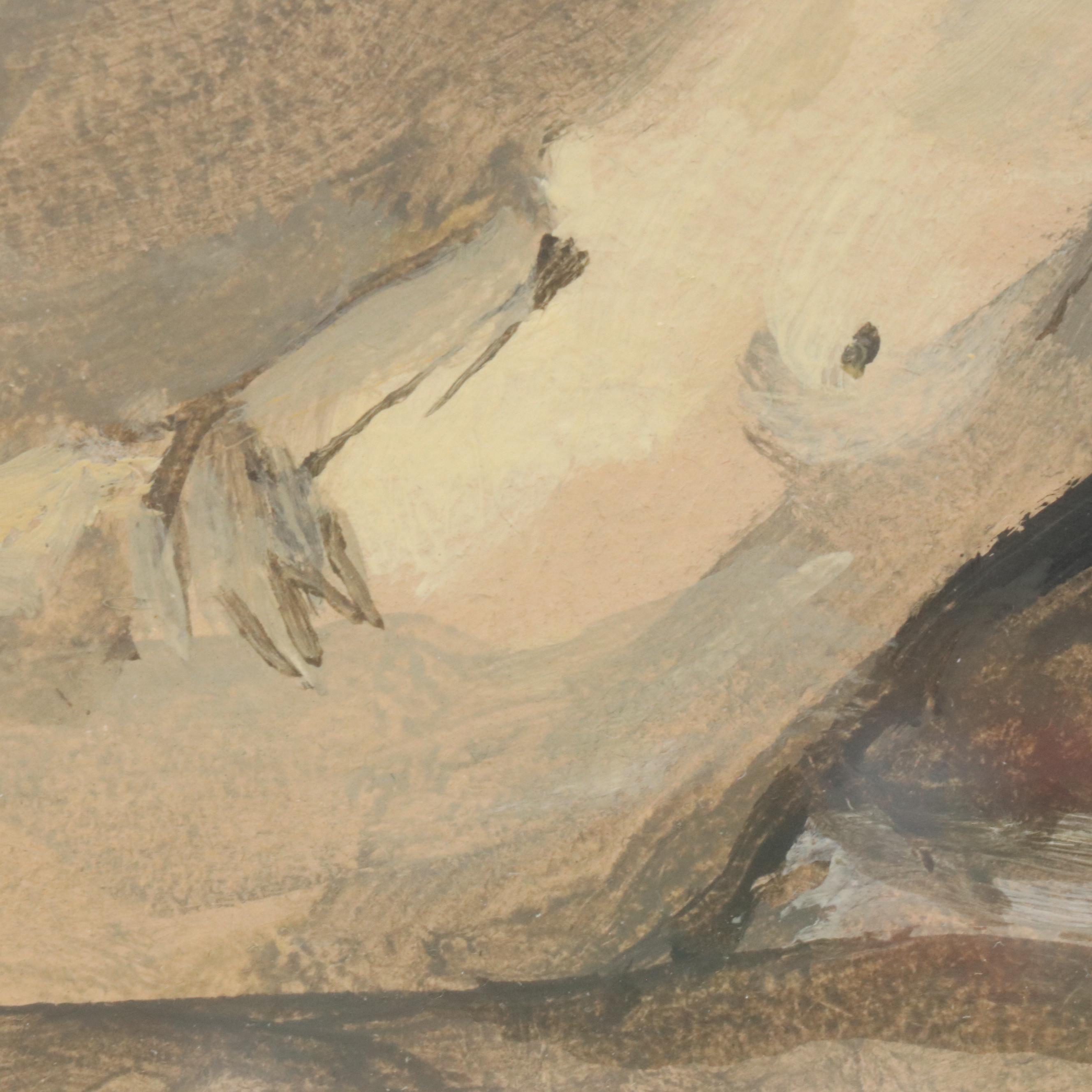 Seymour Remenick Figurative Ink and Gouache Sketch of Reclining Female Nude