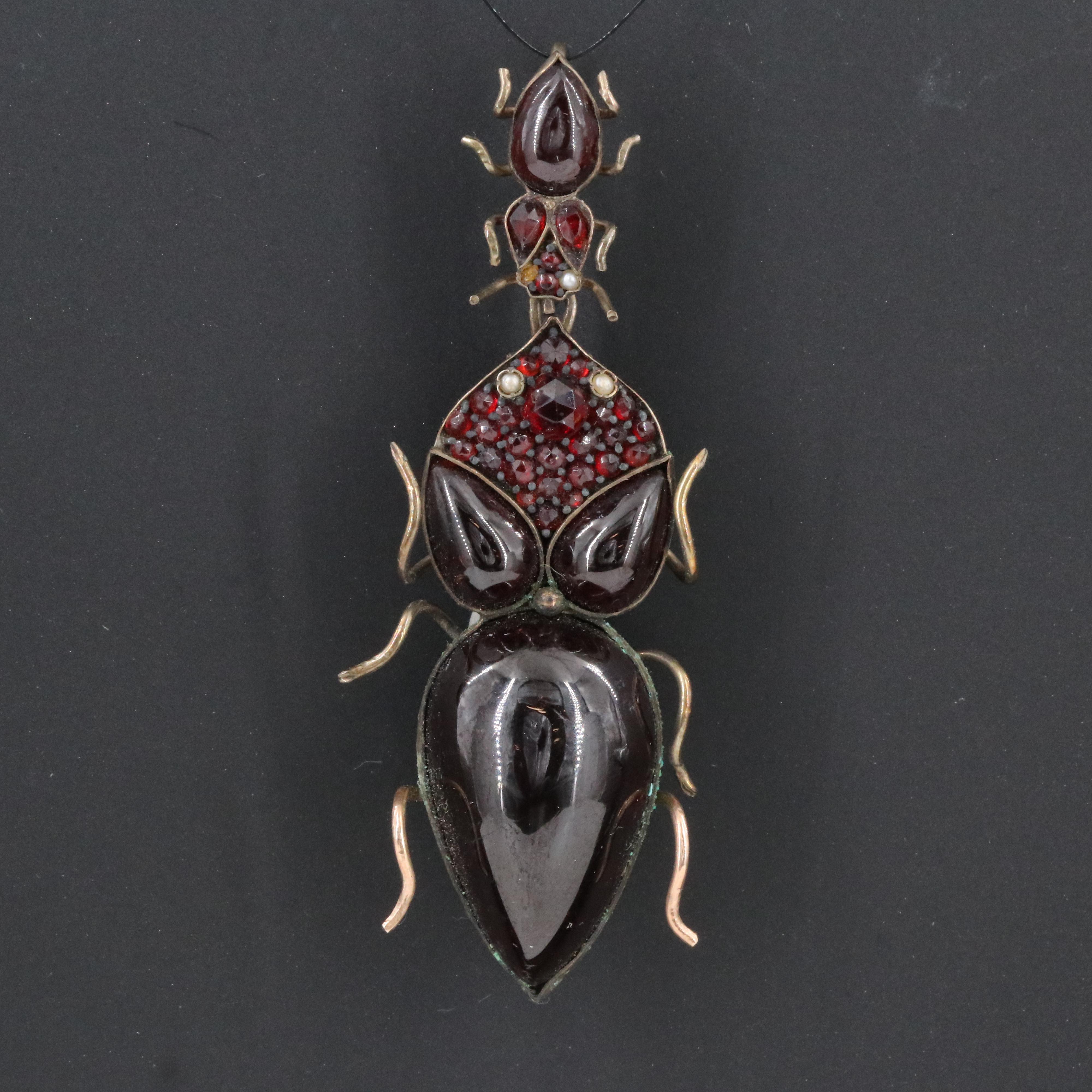 Early 1900s Garnet and Pearl Beetle Converter Brooch
