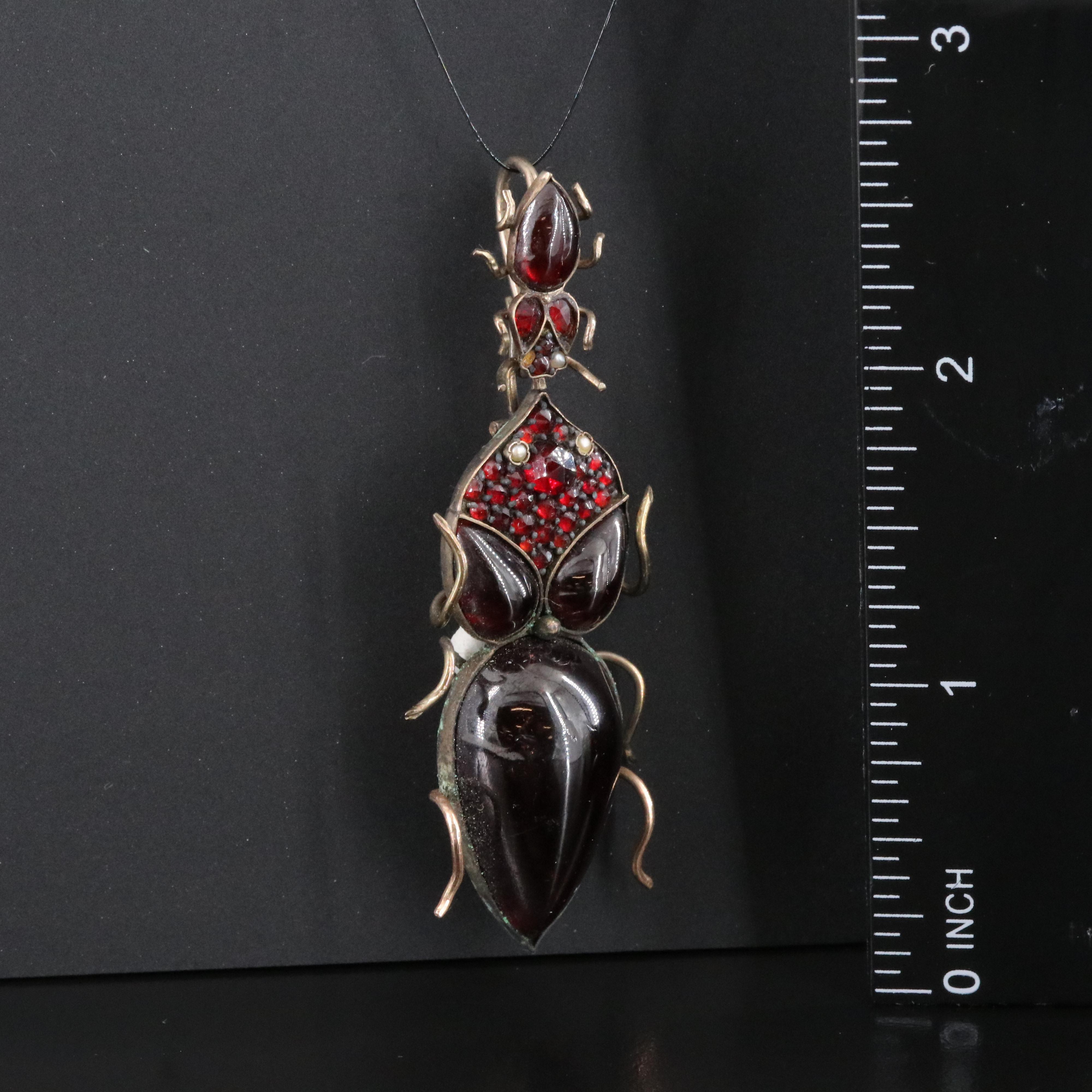 Early 1900s Garnet and Pearl Beetle Converter Brooch