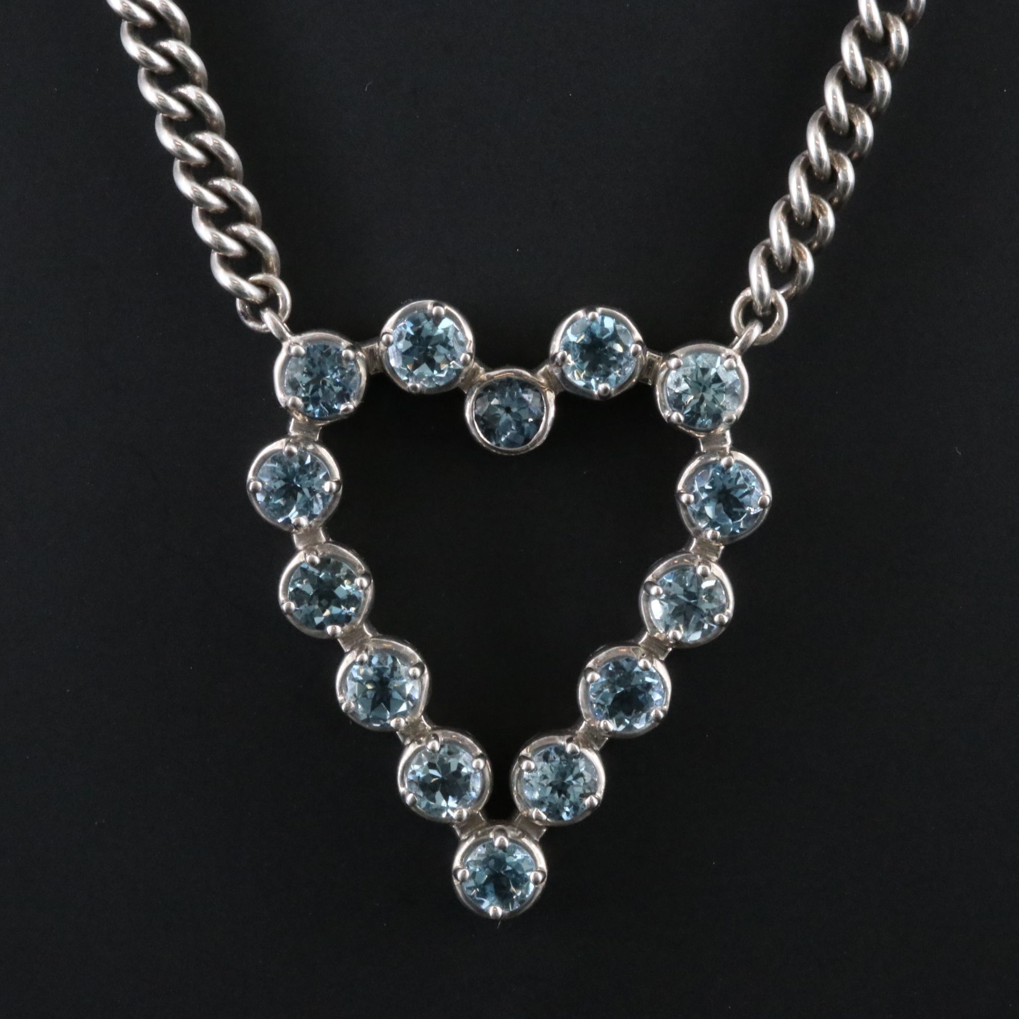 Sheryl Lowe Sterling Aquamarine Heart Necklace