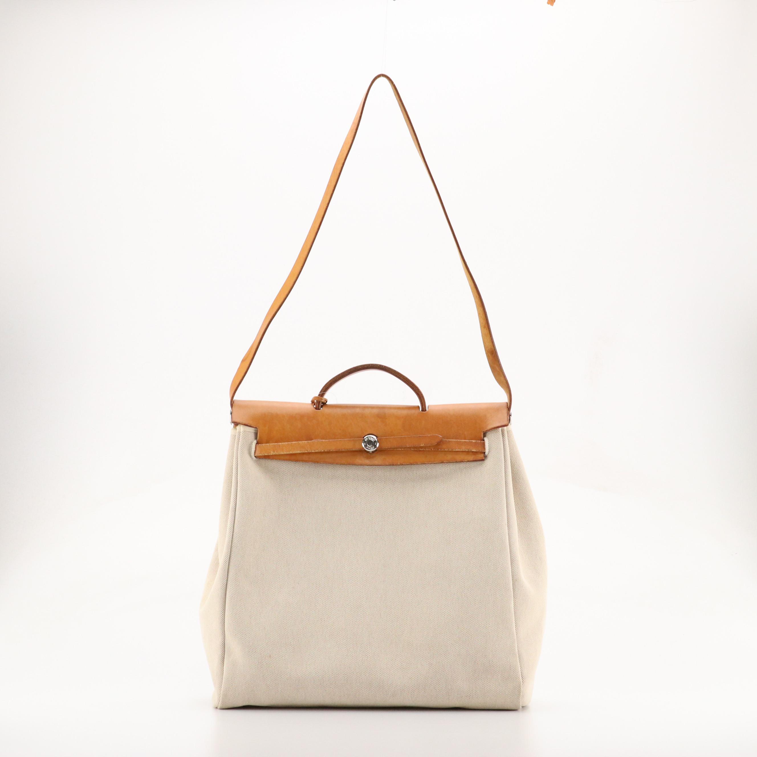 Hermès 39cm Herbag 2-in-1 Bag in Officier Canvas and Vache Hunter Leather