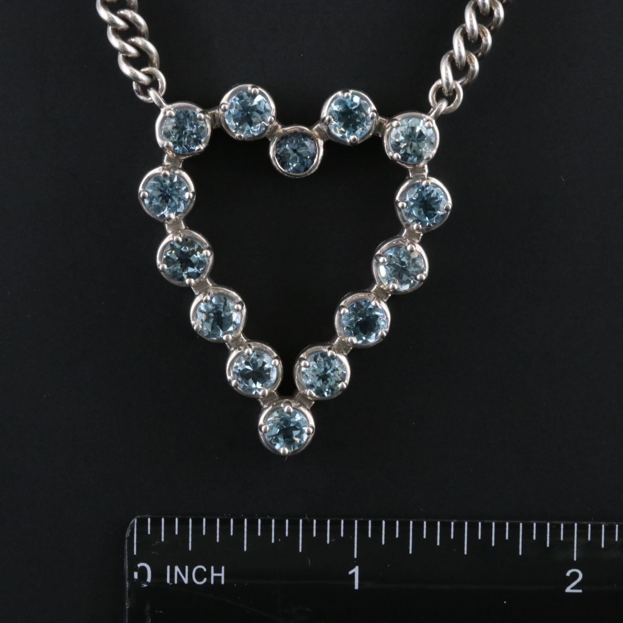 Sheryl Lowe Sterling Aquamarine Heart Necklace