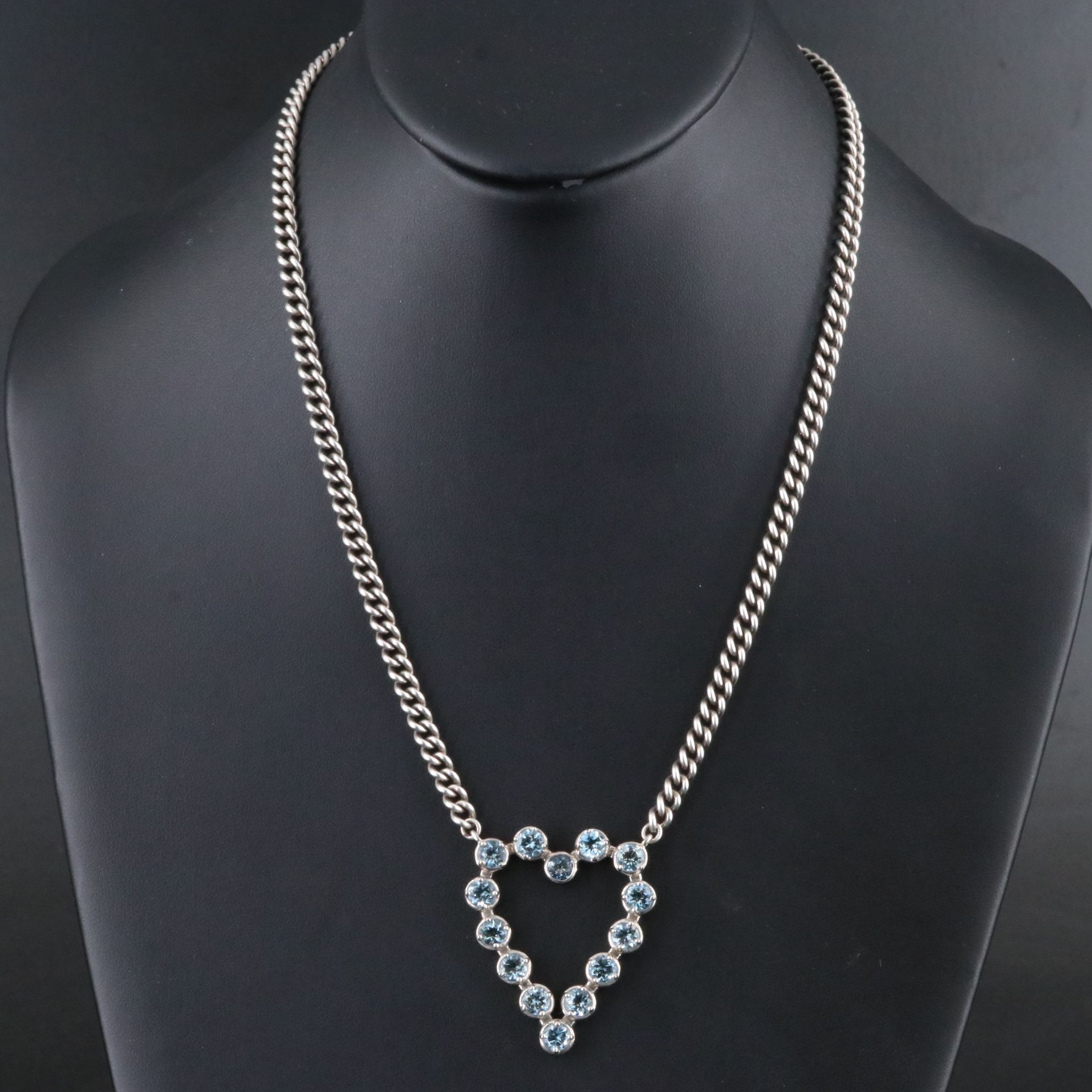 Sheryl Lowe Sterling Aquamarine Heart Necklace