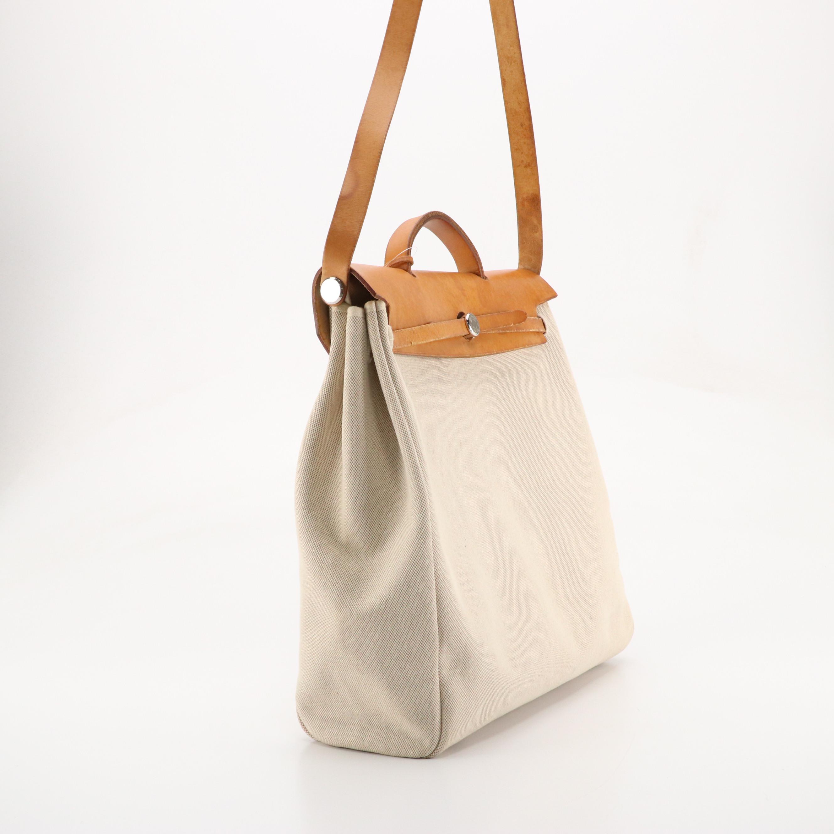 Hermès 39cm Herbag 2-in-1 Bag in Officier Canvas and Vache Hunter Leather