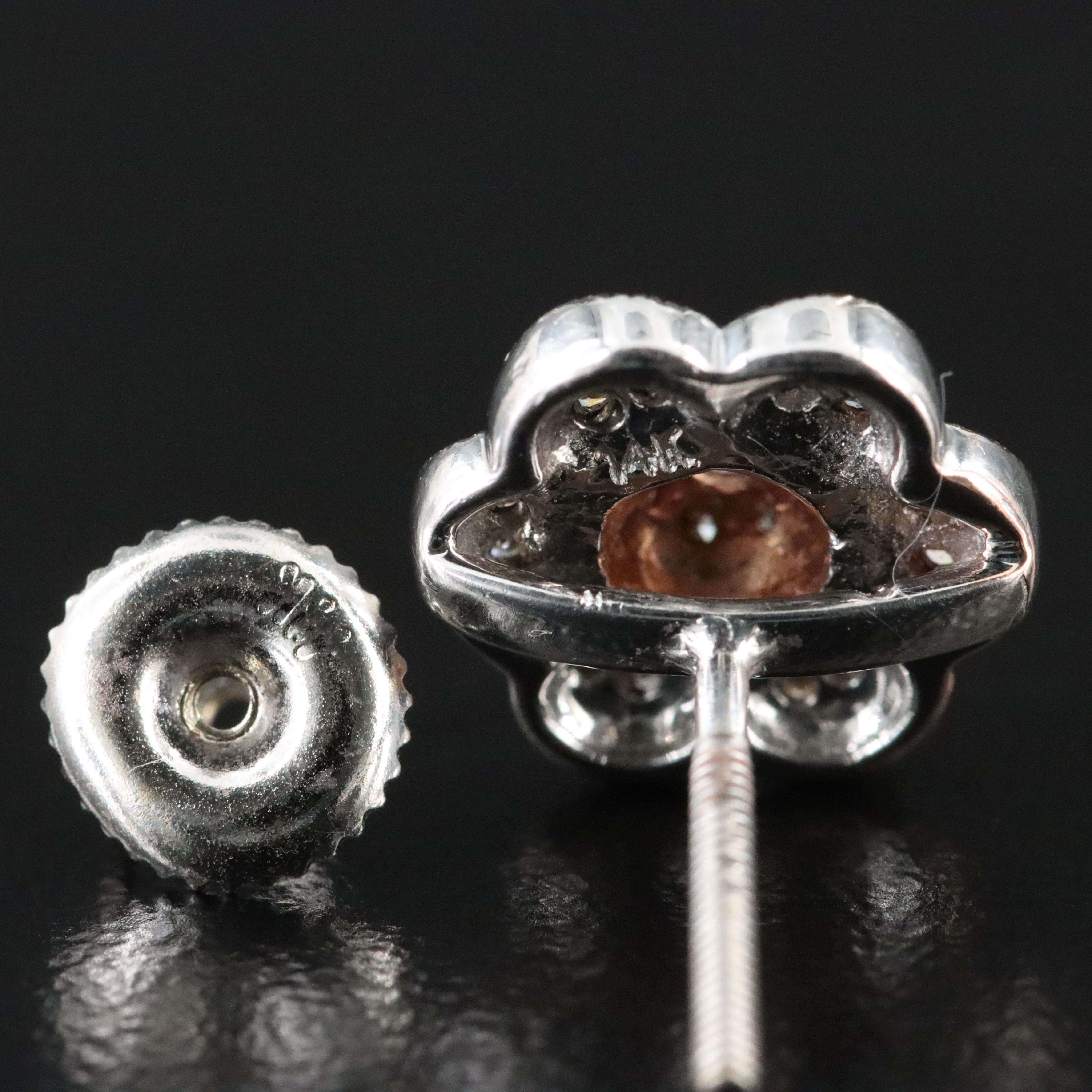 14K 0.28 CTW Diamond Flower Earring with Rose Gold Accents