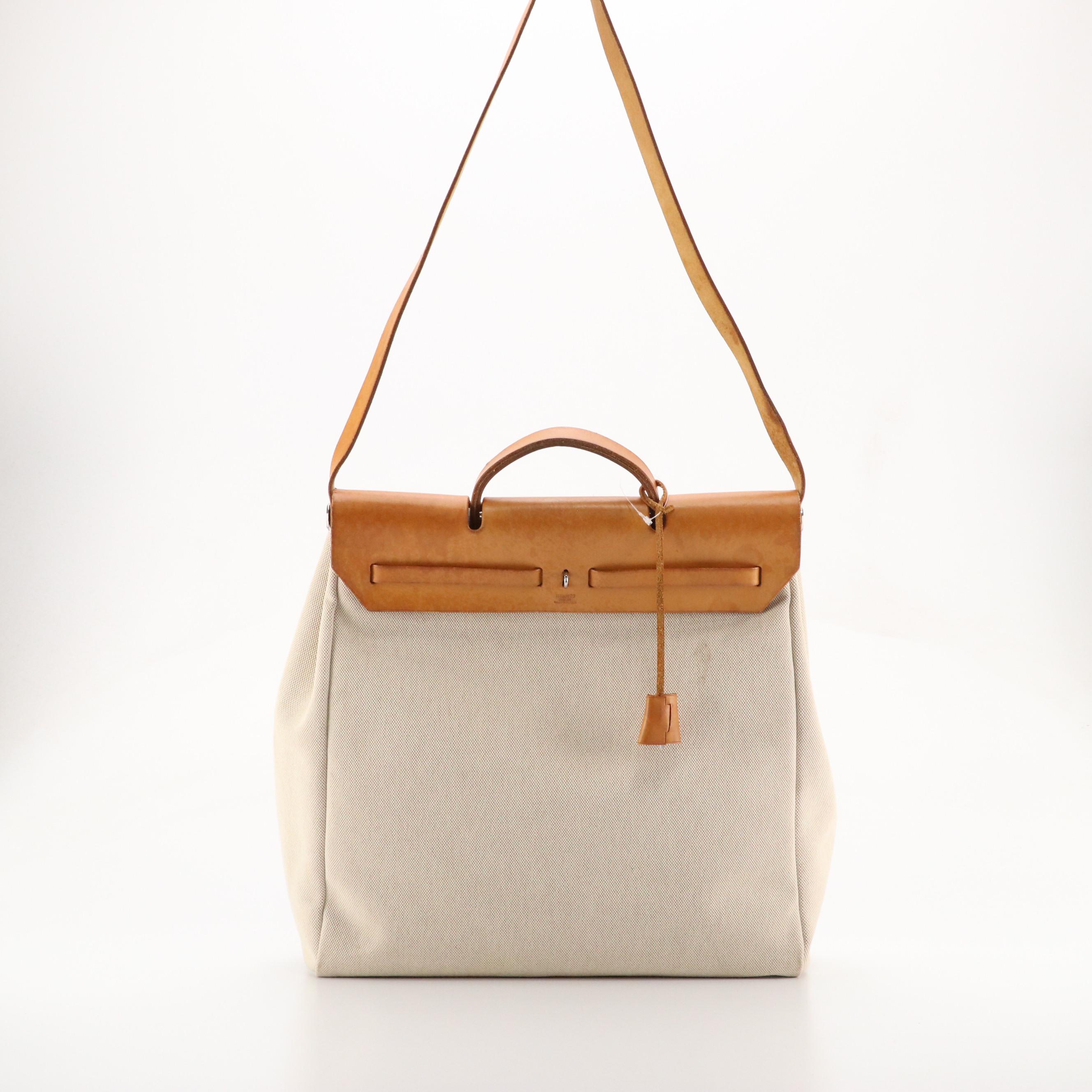 Hermès 39cm Herbag 2-in-1 Bag in Officier Canvas and Vache Hunter Leather