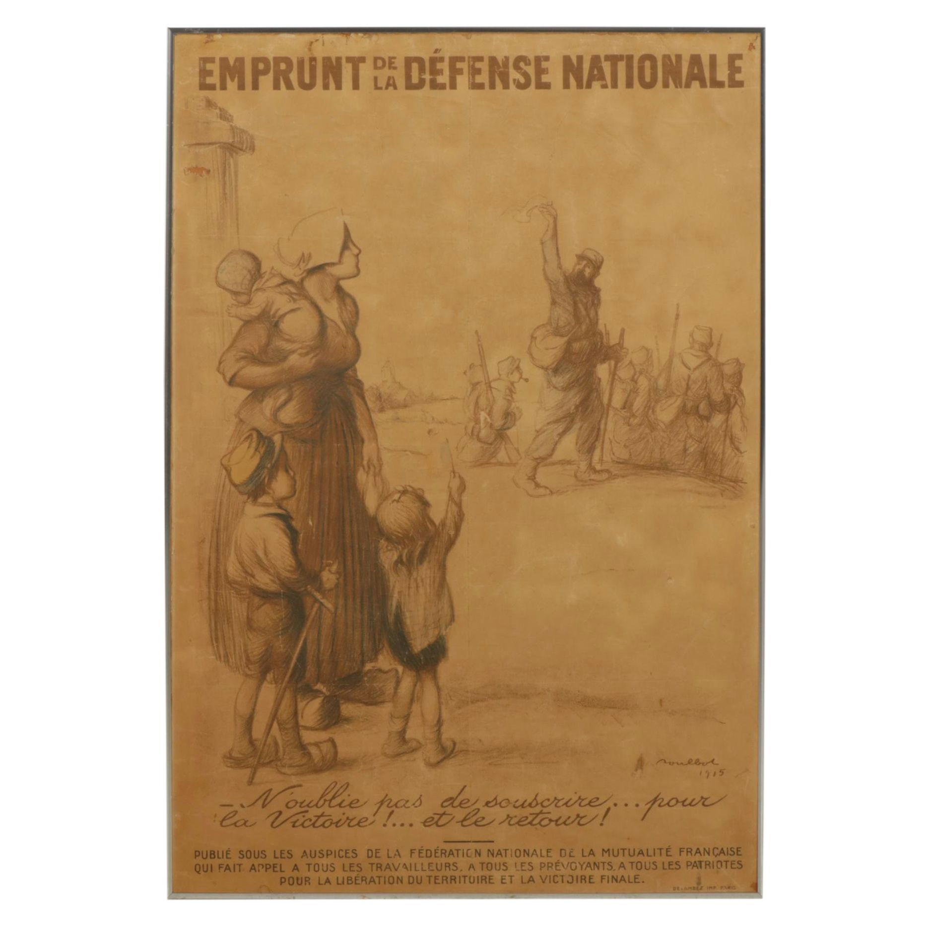 Francisque Poulbot French World War 1 Advertising Poster for Defense Loans