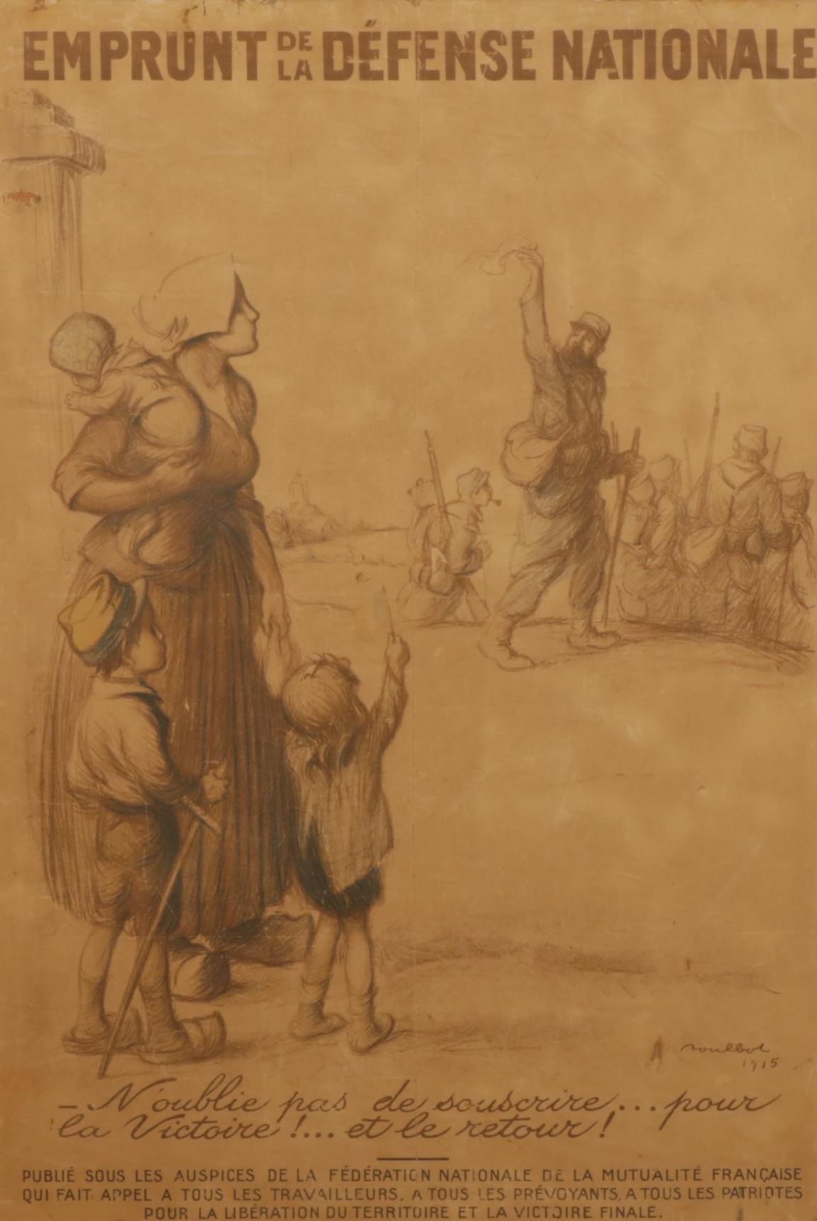 Francisque Poulbot French World War 1 Advertising Poster for Defense Loans