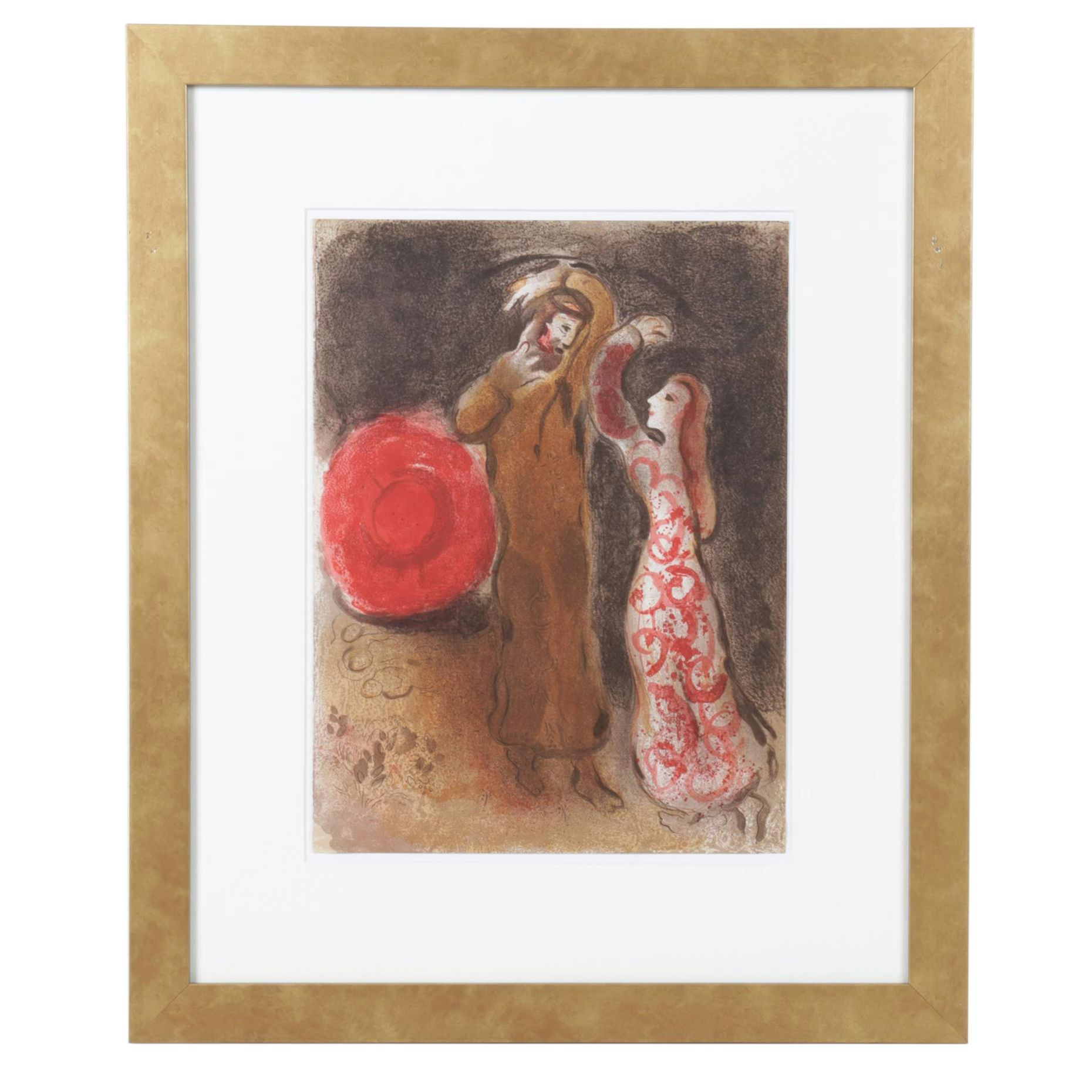 Marc Chagall Color Lithograph "Rencontre de Ruth et Boaz" From "Verve," 1960
